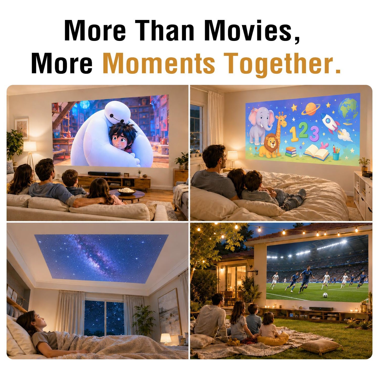 [Officially-Licensed App & Auto Focus]White Smart Mini Projector with WiFi and Bluetooth, XuanPad 4K Support Movie Projector, Portable Native 1080P Outdoor Projector with 360° Stand