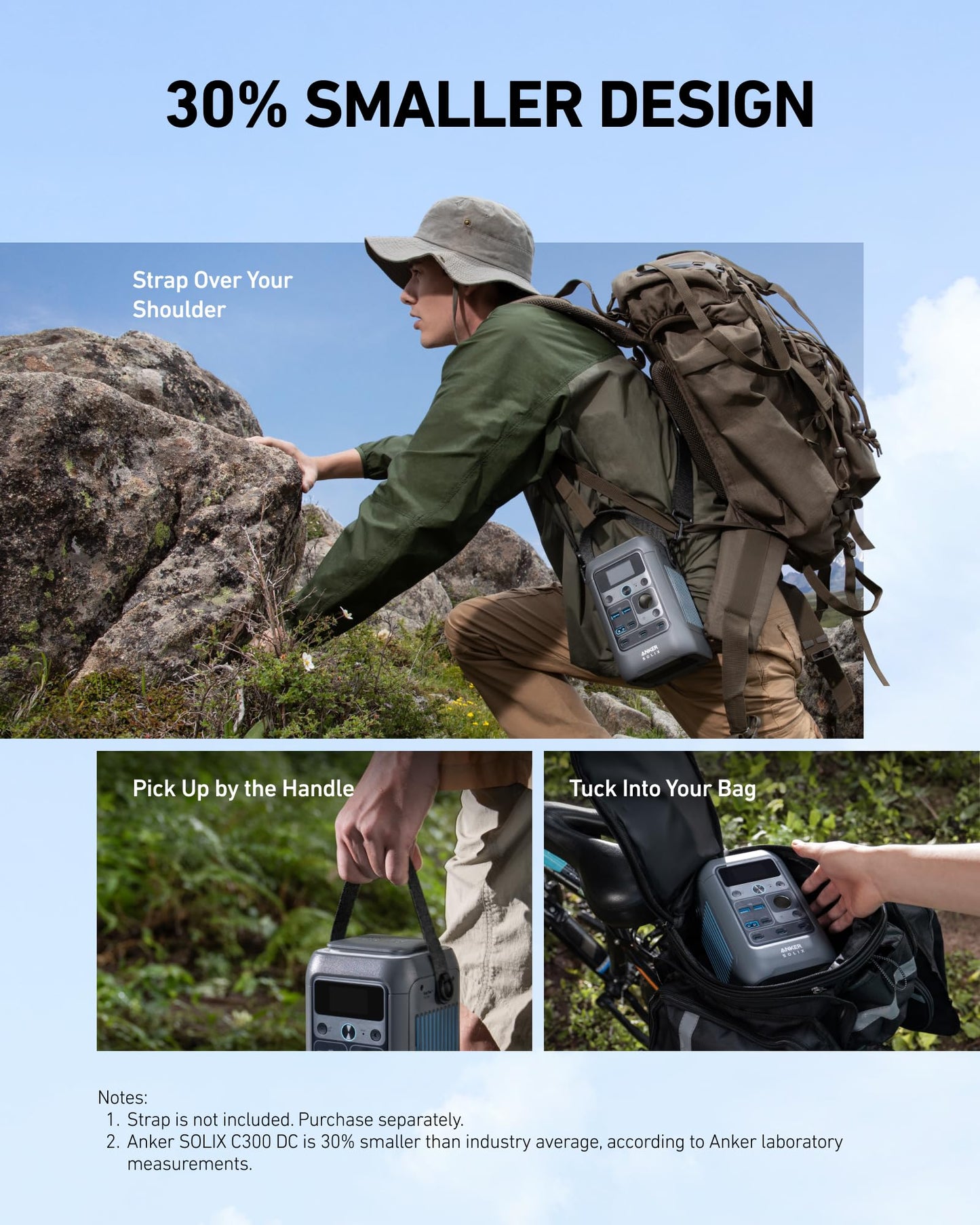 Anker SOLIX C300 DC Power Bank Station, Outdoor 288Wh Portable Power Station, LiFePO4 Battery, 300W Solar Generator, for Camping, Traveling, and Emergencies (No Wall Charger Included)