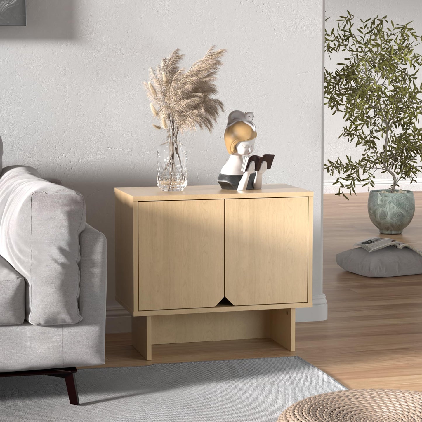 Lab Cosi Modular TV Stand for 70-Inch TV,Modern 3pcs Storage Sideboards,Bookcase,End Table,Nightstand,Buffet Cabinets,Coffee Table for Living Room,Dining Room,Bedroom, Natural