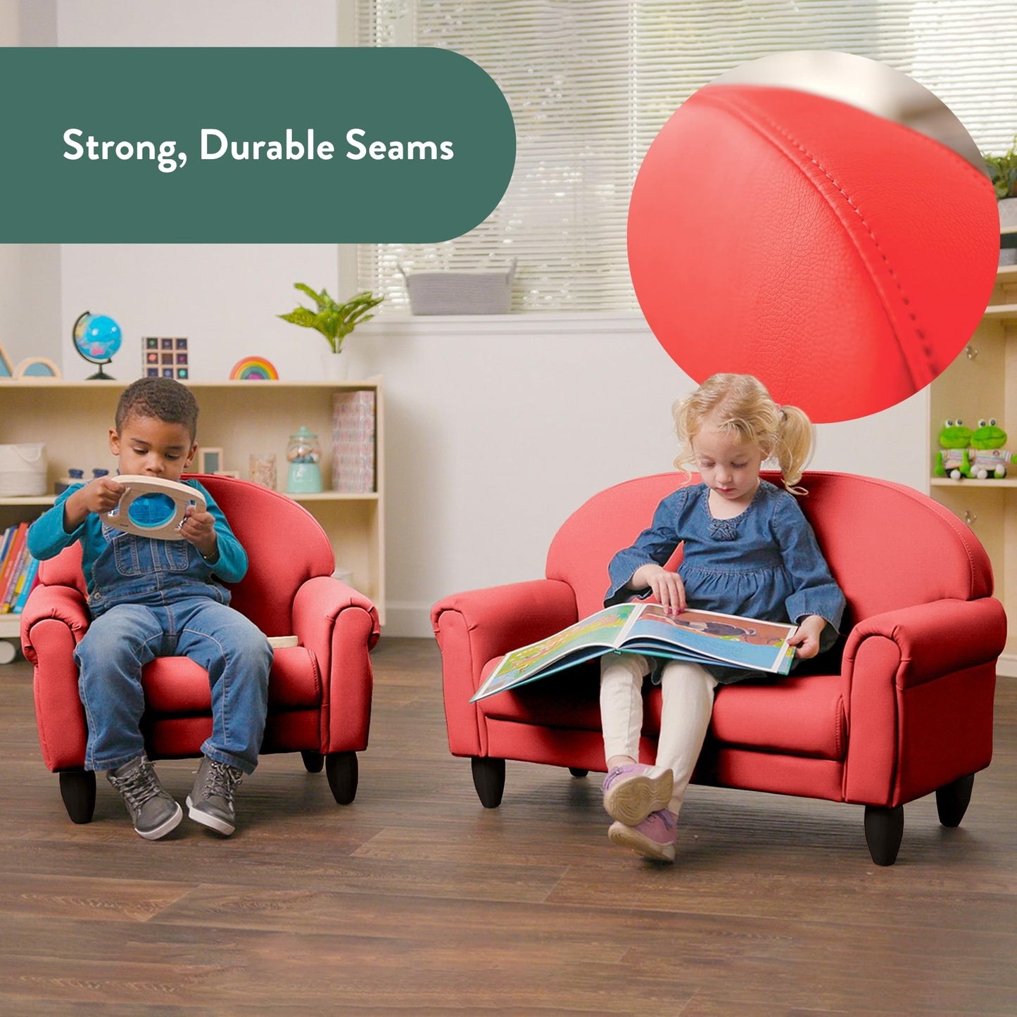 Children's Factory As We Grow Toddler Sofa, Flexible Seating for Daycare or Preschool, Kids Reading Couch, Playroom Furniture, Red