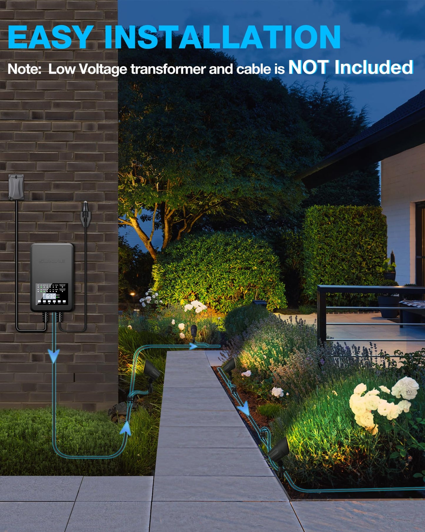 SUNVIE 6W Low Voltage Landscape Lighting LED Spotlights Waterproof Black 4 Pack Model CLWS0604C