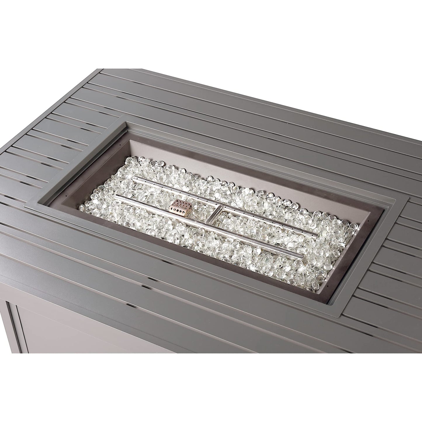 Oakland Living Rectangular 48 in. x 36 in. Aluminum Propane Fire Pit Table, Glass Beads, Two Covers, Lid, 57,000 BTUs in Grey Finish