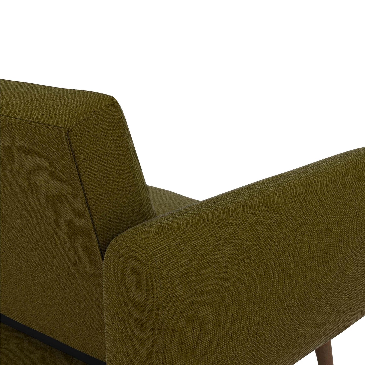 Novogratz Brittany 82 Inch Futon Sofa Bed in Faux Leather, Upholstered Couch Sleeper with Tufted Back, Mid-Century Modern Design, Green