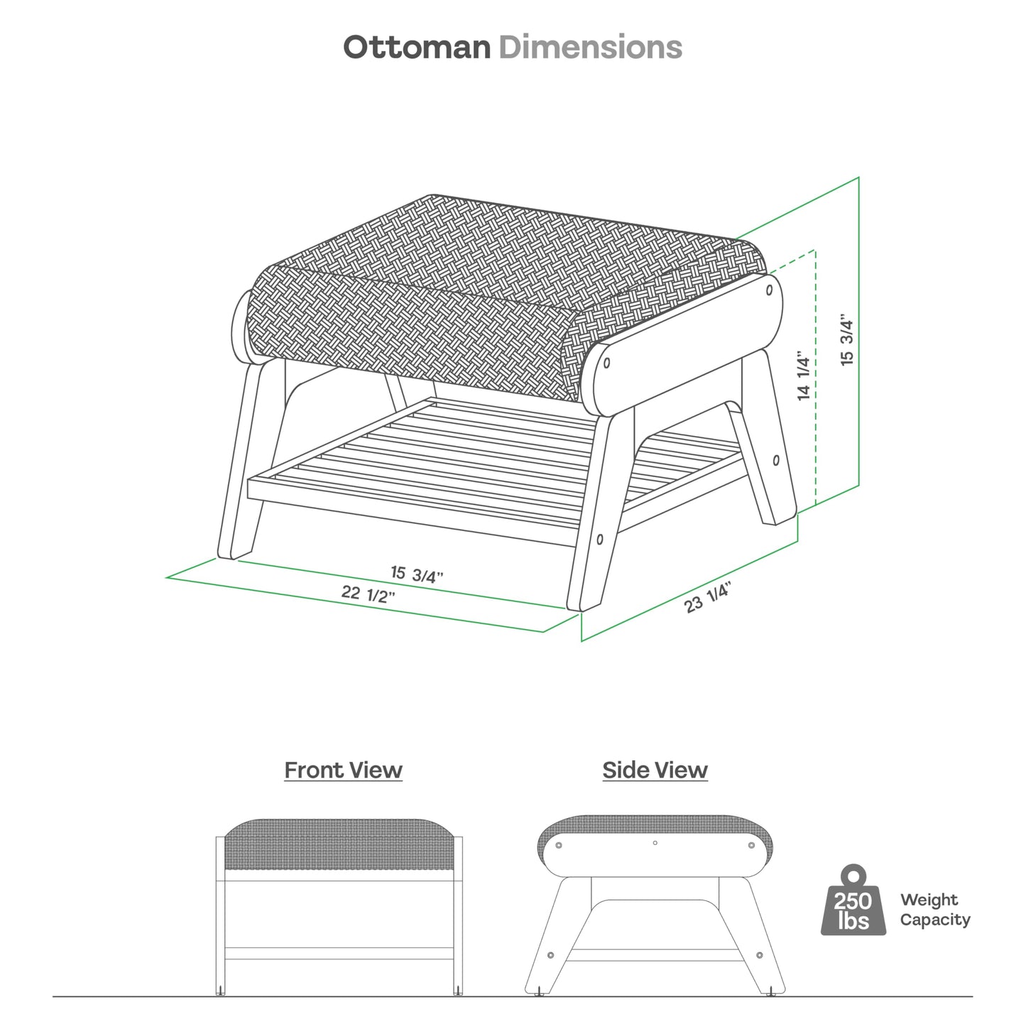 Cambridge Casual Camden Teak Padded Woven Seat Patio Adirondack Conversation Set - Brown, Adirondack with Ottoman, Free Patio Cover, Quick Dry Foam, Weather-Resistant, Ottoman with Lower Storage