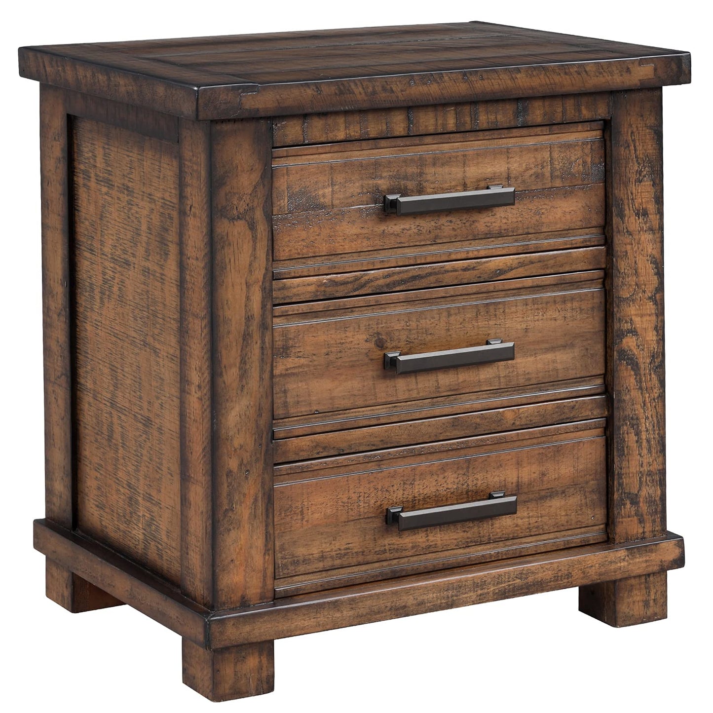 Henf Rustic Brown Nightstand with 3 Drawers,Full Assembly Storage Wood Cabinet with Metal Handle,Drawer Chest End Table for Living Room, Bedside Table Organizer with Solid Wood Frame for Bedroom