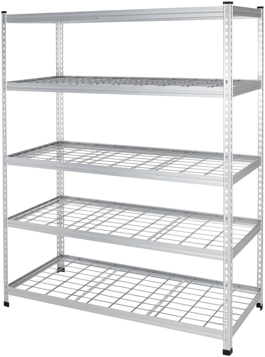 Amazon Basics Heavy Duty 5 Shelf Storage Shelving Unit, High-Grade Aluminum, Shelves, Adjustable Height, 60" x 24" x 78", Silver