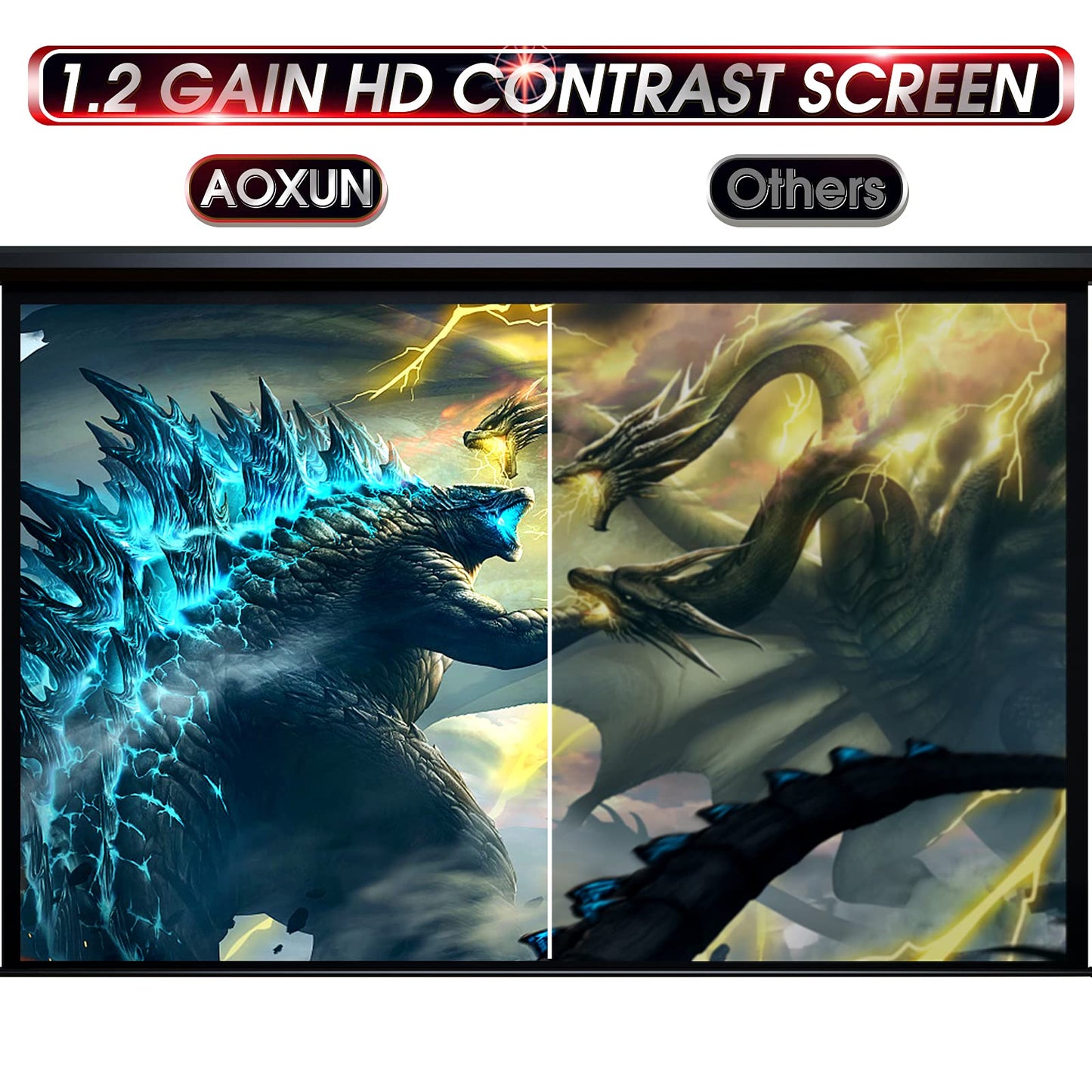 100" Motorized Projector Screen - Indoor and Outdoor Movies Screen 100 inch Electric 16:9 Projector Screen W/Remote Control
