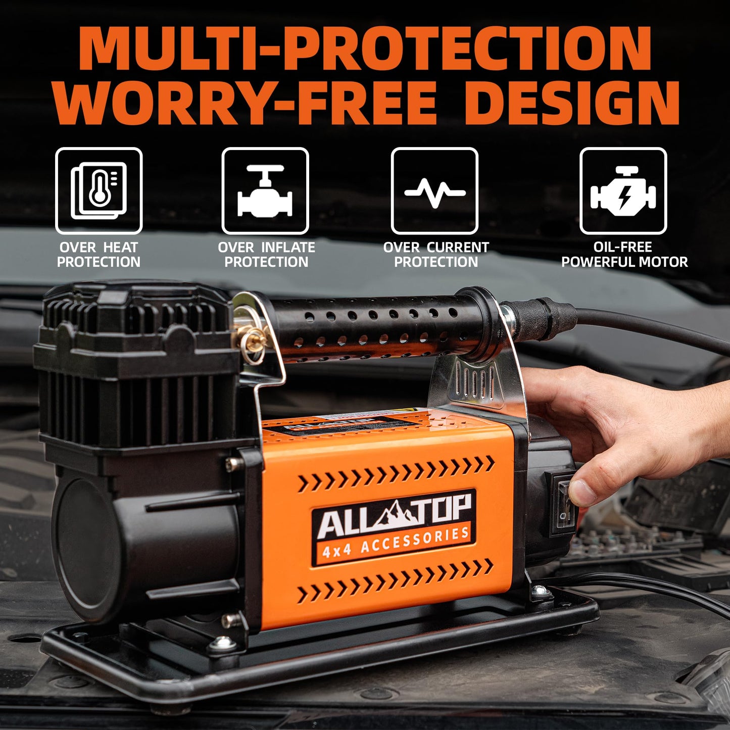 ALL-TOP Air Compressor Kit, 12V Portable Inflator 7.06CFM, Offroad Air Compressor for Truck ,Air Pump for Car Heavy Duty, Max 150PSI for SUV 4x4 Vehicle RV Tire