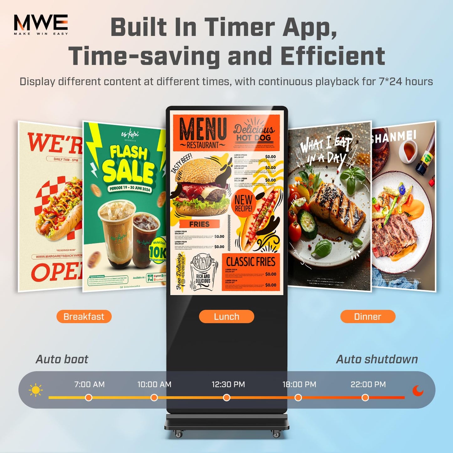 QIXZOCV MWE 43 Inch Indoor Floor Standing Digital Signage Advertising Display Kiosk LCD Screen Commercial Totem Android System Vertical Poster with Auto Media Player