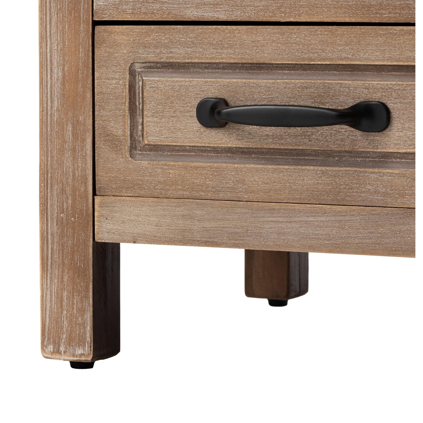 COSIEST 48" Narrow Farmhouse Accent Cabinet, Rustic Wood Storage Tower with 1 Door, 2 Drawers & Adjustable Shelves, Embossed Metal Panel Chest for Small Spaces, Hallway, Kitchen