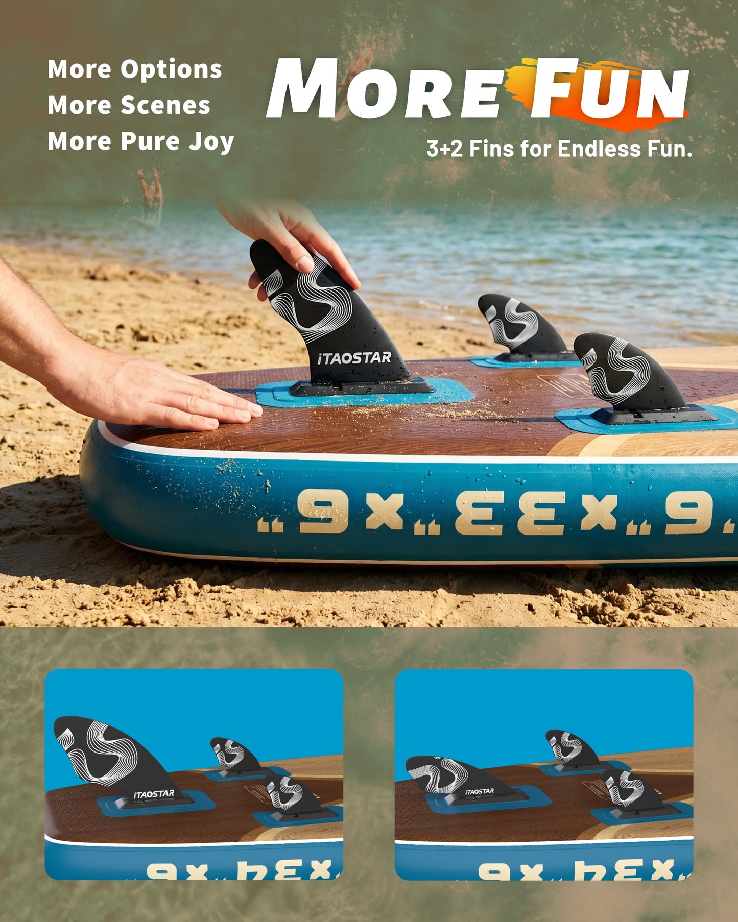 iTAOSTAR W02B 33" Inflatable Paddle Board with Seat, More Fun Inflatable Paddleboard with 5 Fins for Better Balance,Stand Up Paddle Board with Premium SUP Accessories for Youth of All Skill Levels