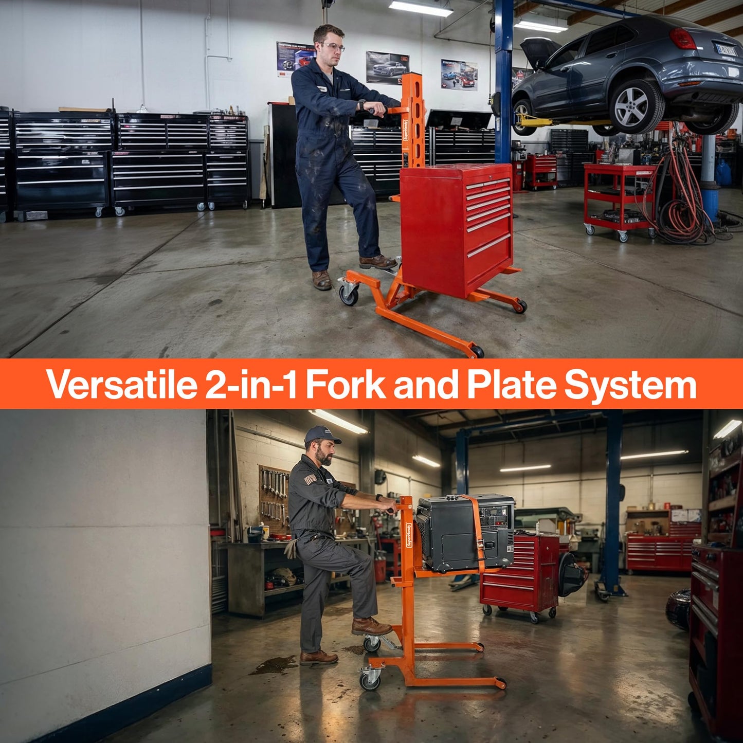 SuperHandy Hydraulic Material Lift Stacker, Portable Forklift – 550 lbs Capacity, 59" Max Lift Height, Disassembles for Transport, with 6" PU Wheels & Mechanical Brakes