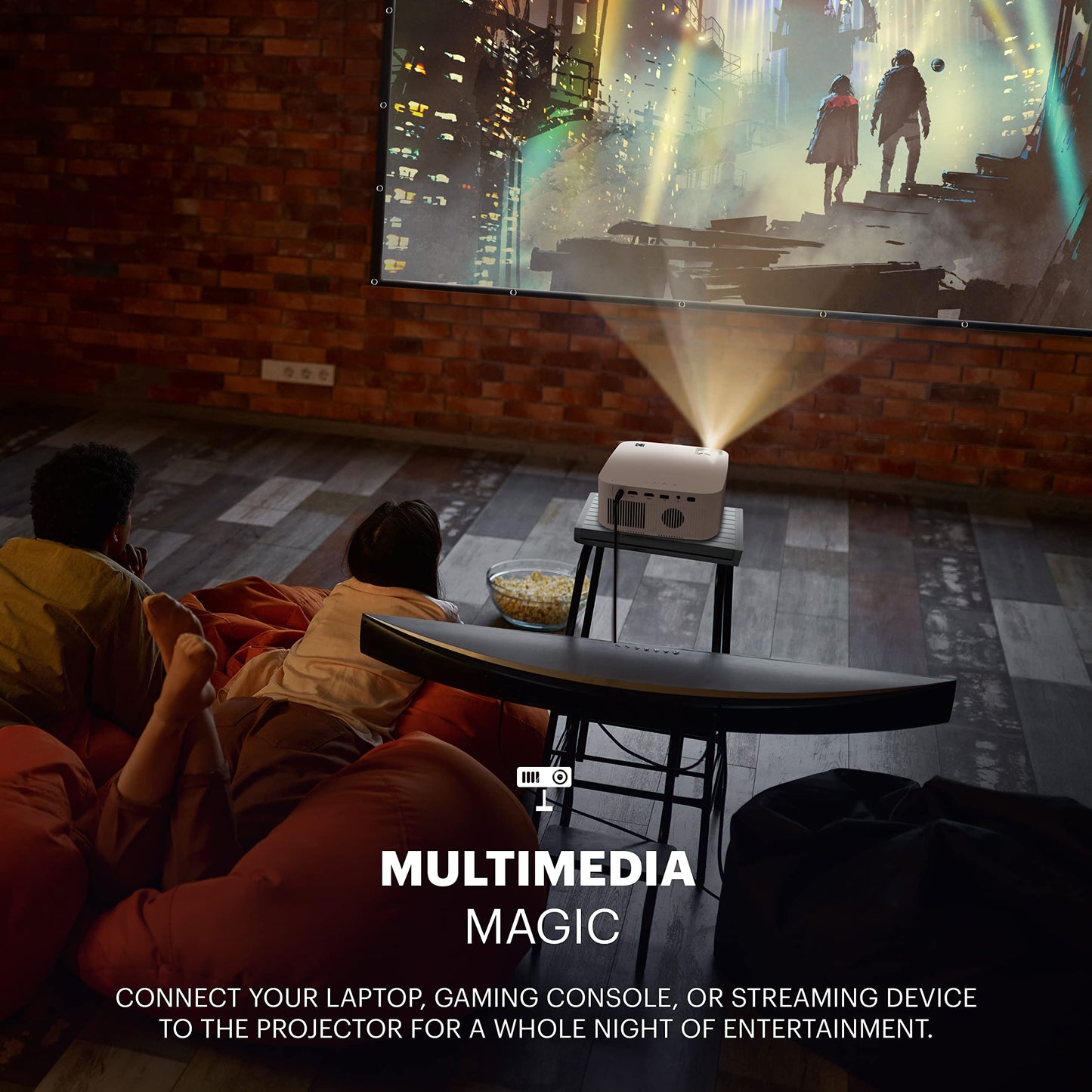 KODAK FLIK X10 1080p Full HD Mini Projector Kit - 100in Screen, HDMI Cable & Projector Stand - 1080p Projection for 100-120in Projection Screen - Portable Outdoor Unit with Remote for Home Theater