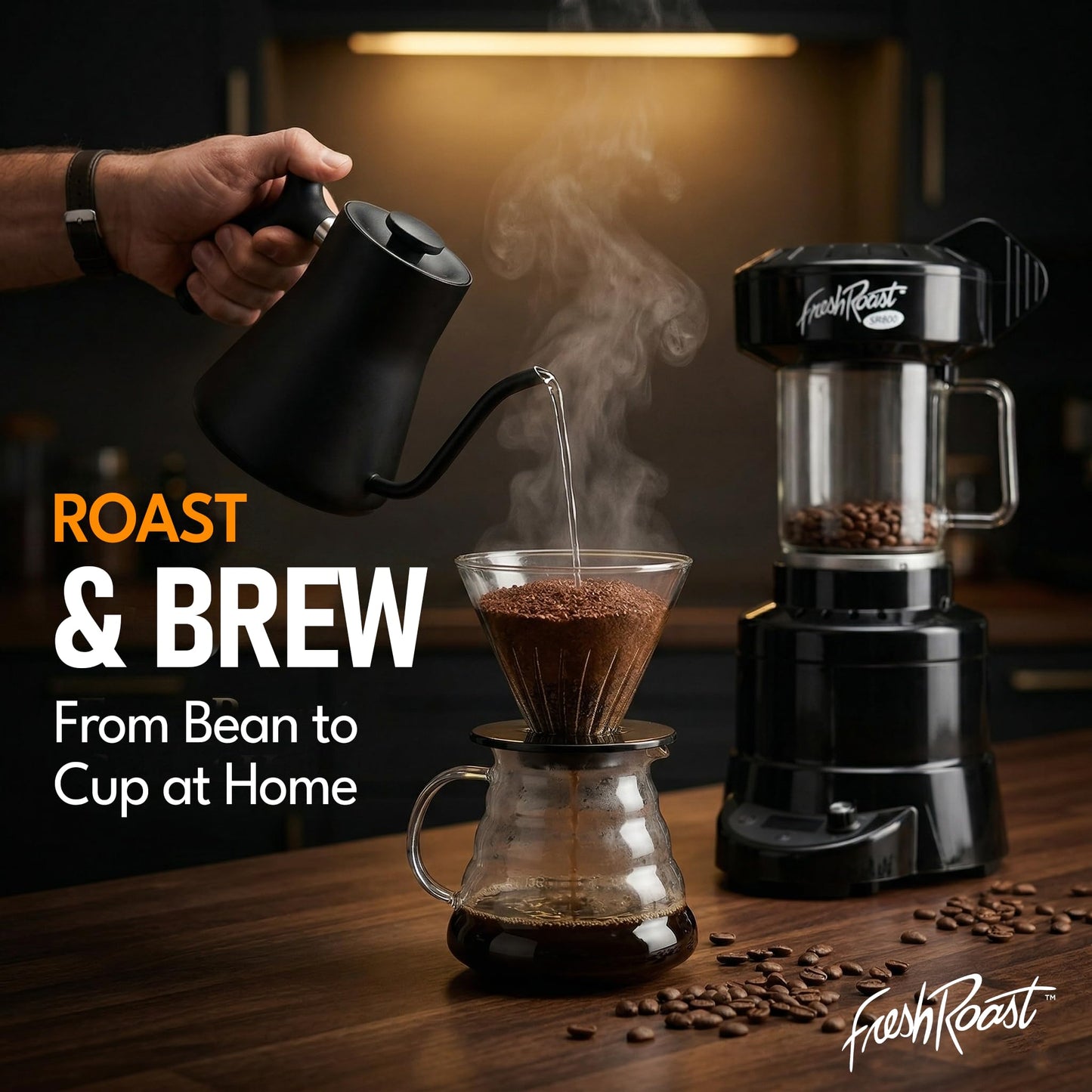 Fresh Roast SR800 Coffee Roaster – Roast Coffee at Home – Variable Heat and Fan Control – Digital Display – Roasts 6–8 oz (170–226g) Per Batch – Easy to Use – Fast Roast Time