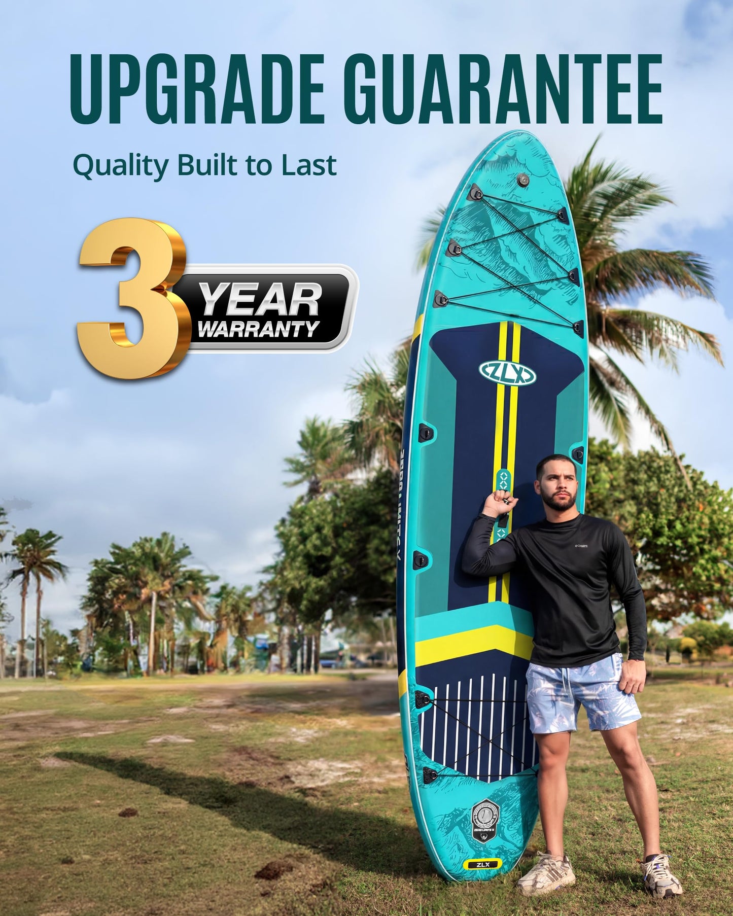 ZLX 11'6"x35" Ultra Wide Inflatable Stand Up Paddle Board | Stable Non-Slip Deck Pad, Unique Fin System, Premium SUP Accessories & Backpack - Upgraded Pump for Adults, All Skill Levels