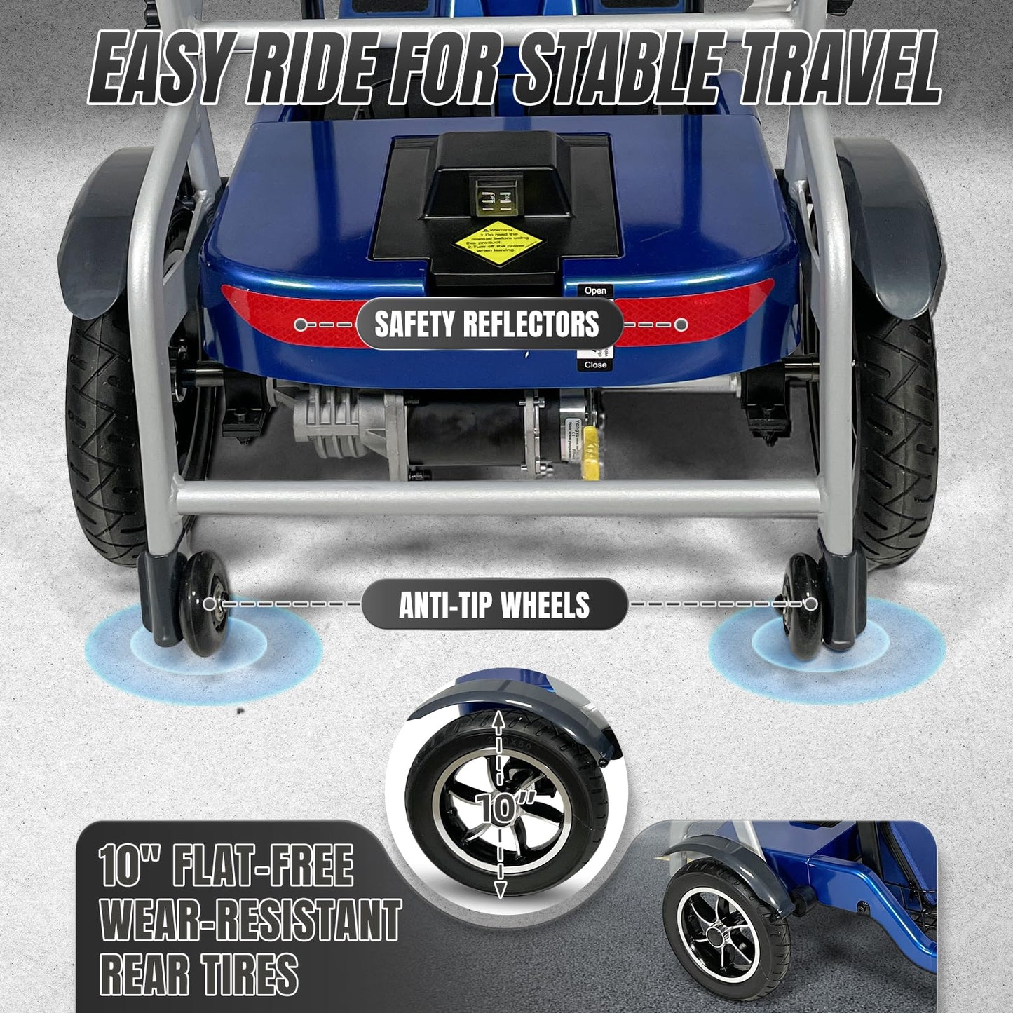ZiiLIF R3b-Mobility Scooters for Seniors Adults Ultra Lightweight Electric Powered Folding 4 Wheel Mobility Scooter, Compact & Convenient for Travel Airline Approved, Blue Self Fulfillment