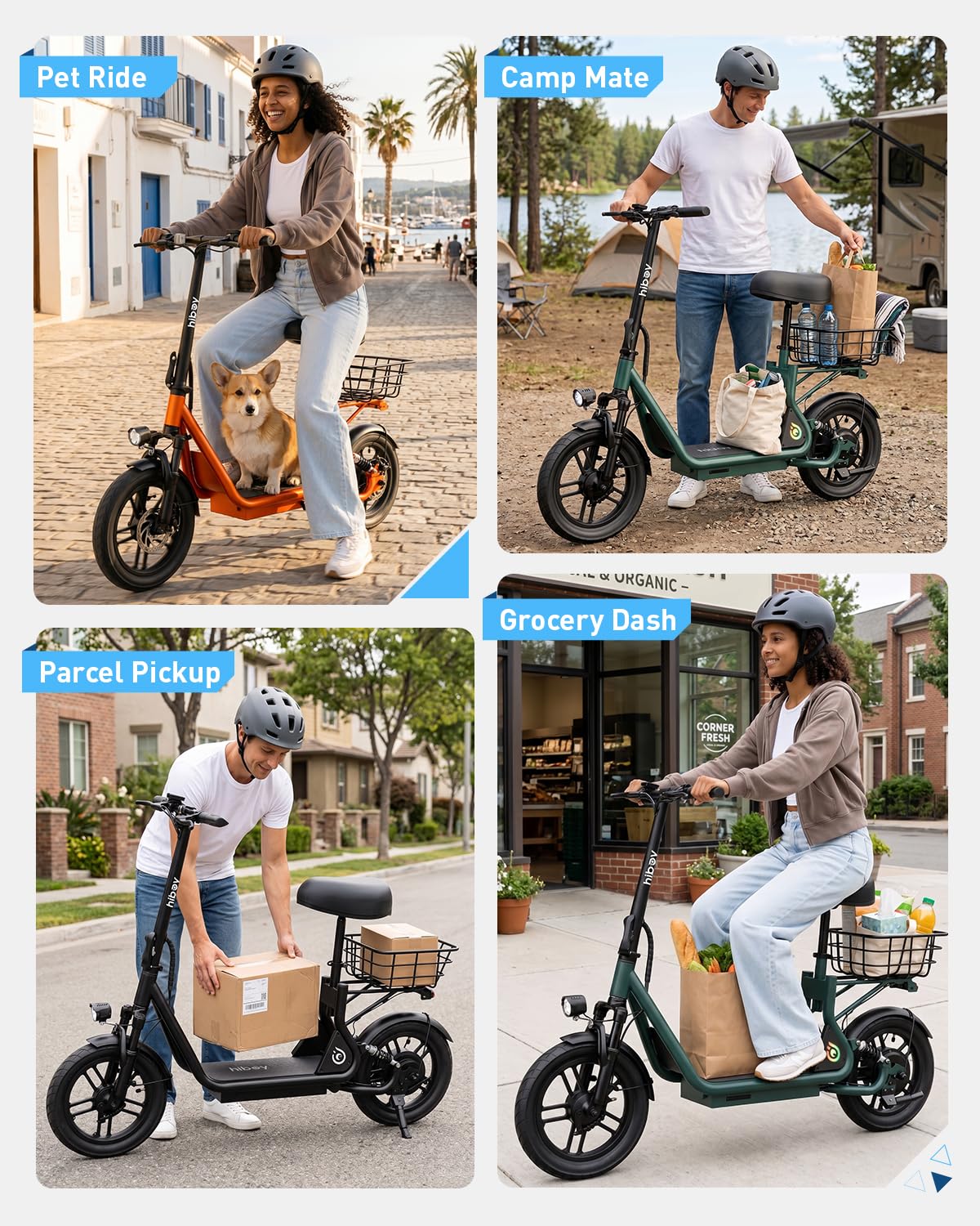 Hiboy Q2 Adult Electric Scooter with Seat & Phone Holder – 500W Motor, 22mi Range, 14" Wheels, Dual Suspension, Neon Lights, Foldable for Commute, Flame Orange