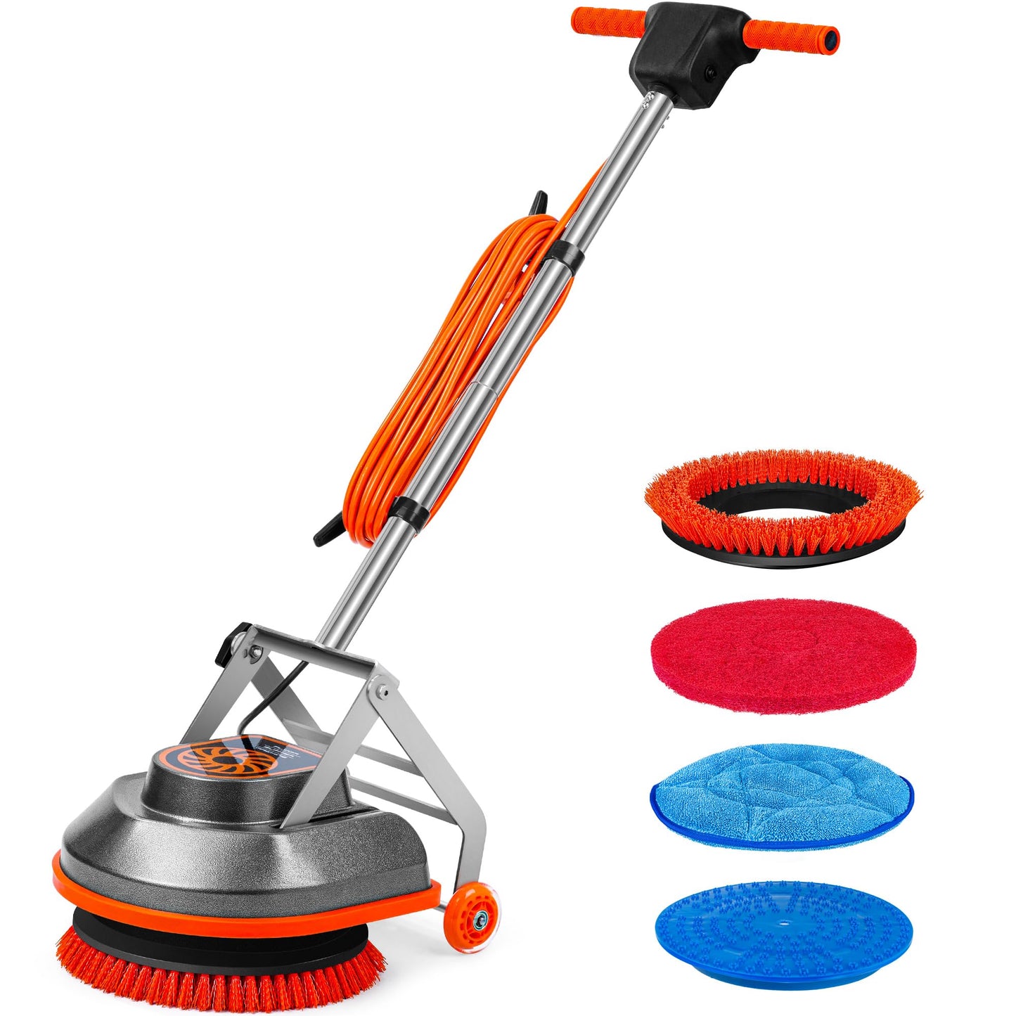 HHQ 15" Floor Buffer Machine, Commercial Floor Scrubber Machine with Brushes and Pads, Heavy Duty Floor Cleaner and Polisher- Deep Clean and Polish Your Floors with Ease