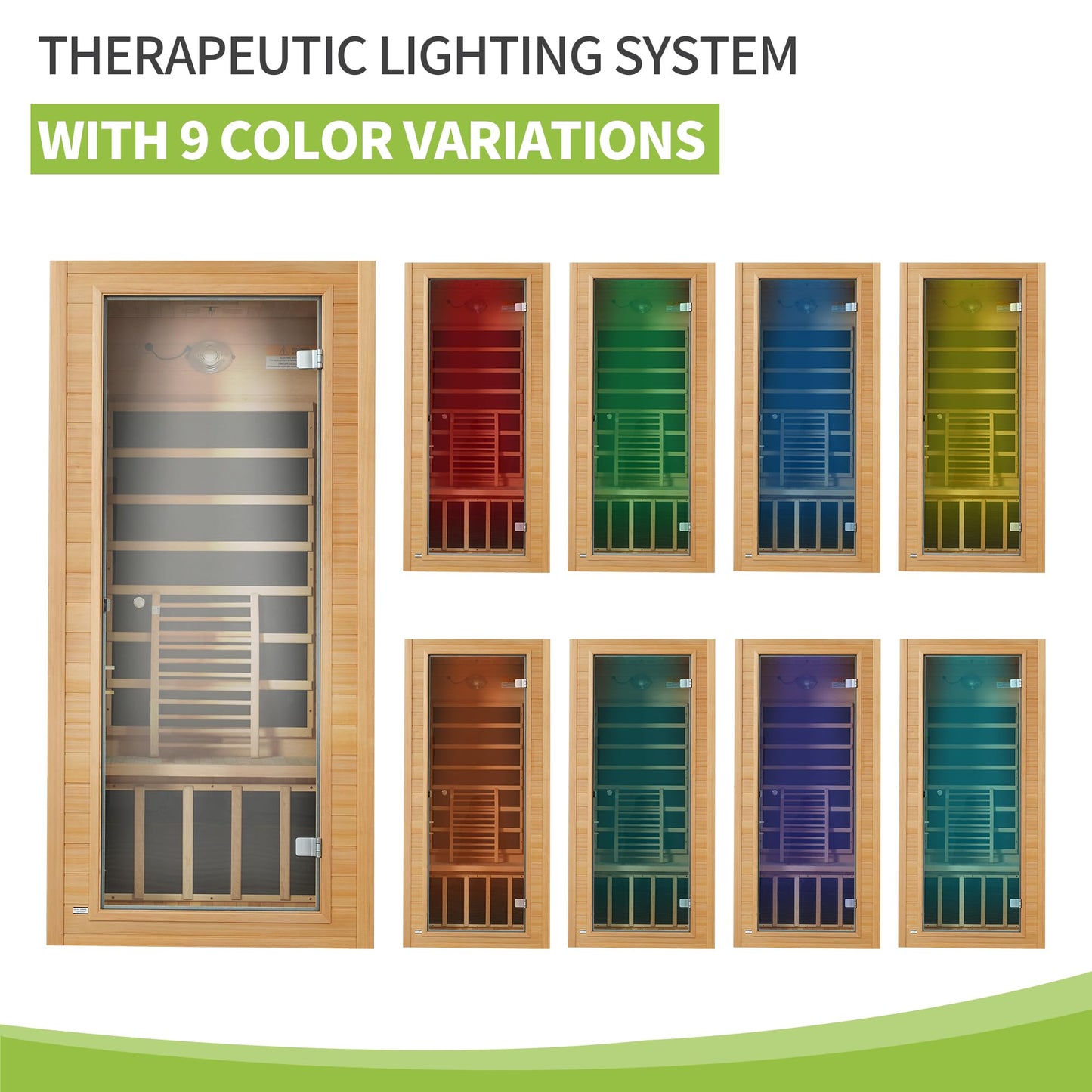 Real Relax 1 Person Infrared Sauna, Indoor Near Zero EMF Canadian Hemlock Wood Sauna with 1400W, 9 Chromo Therapy Lights, Oxygen Lonizer, Bluetooth, LCD Control Pannel for Home Spa Days