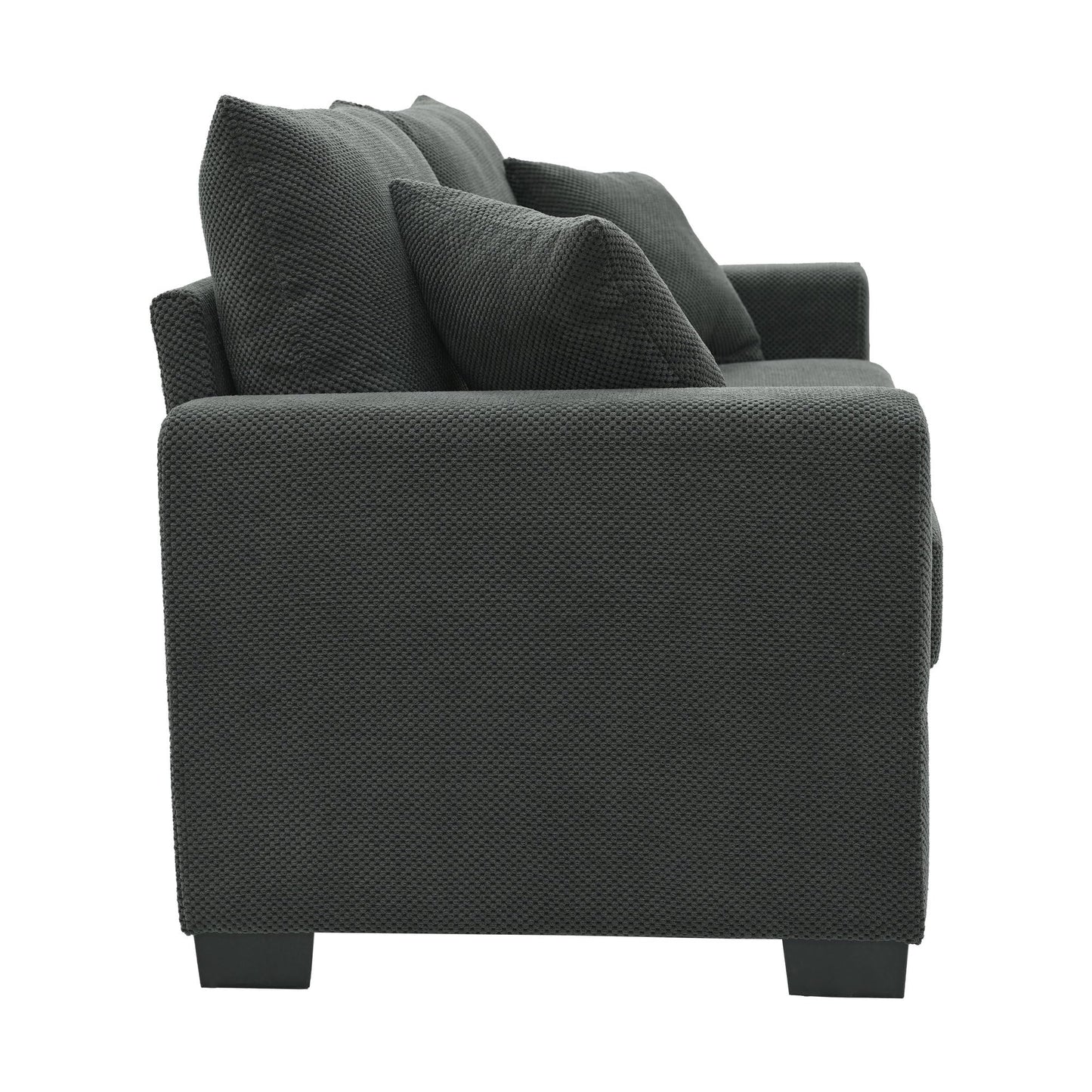 Ball & Cast 69" Loveseat Sofa, Modern Love Seat Couches for Living Room, Button Tufted Upholstered Small Couch with 2 Throw Pillows for Bedroom,Apartment,Office,Easy Assembly,Dark Grey