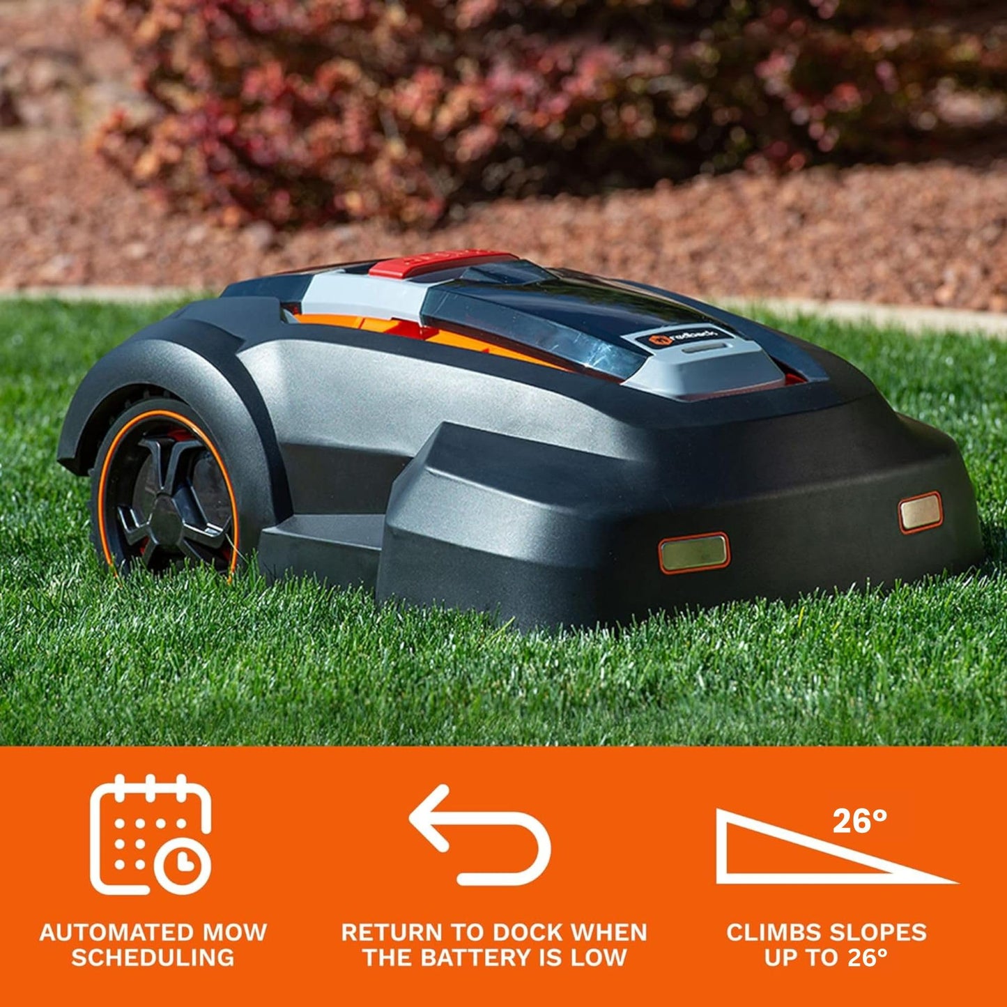 MowRo Robot Lawn Mower, Mows Up to 1/4 Acre, Updated 2026 Programming, Adjustable Cutting Height, Self Installation Kit Included, 50% Slope, Low Noise (65dBA) and Rain Sensor