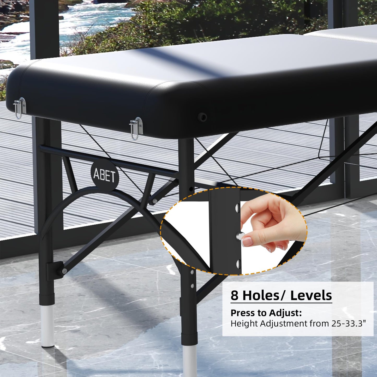 ABET Massage Table 28 Inch Wide, Spa Tattoo Bed, Memory Foam PU Leather Professional 2 Fold Portable Facial Esthetician Salon Bed with Carrying Bag & Lightweight Aluminium Leg, Hold Up to 1100LBS