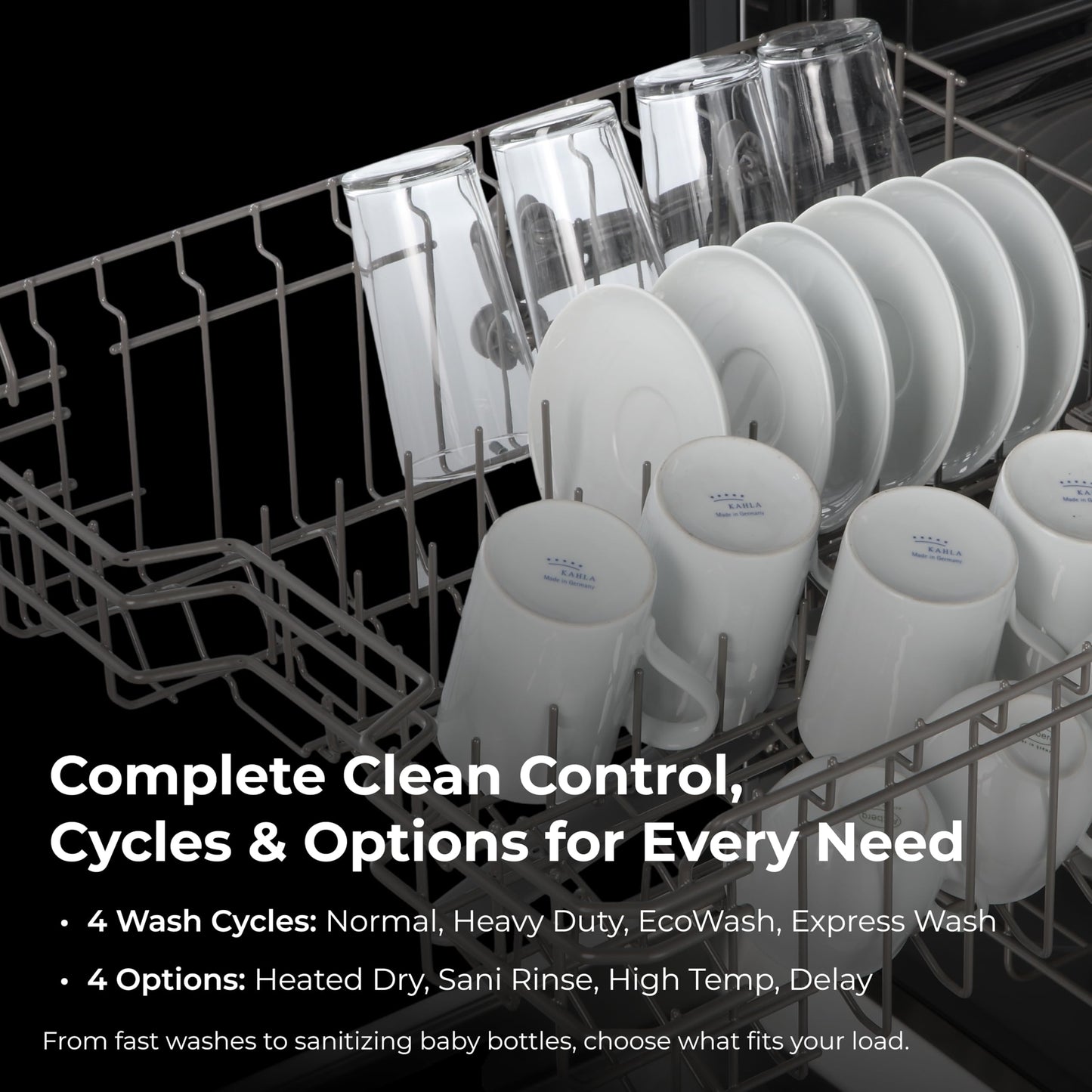 Kenmore 24" Premium Hybrid Tub Dishwasher - UltraWash, MoreSpace Adjustable Rack, High Temp & SmartWash - 12 Place Settings - 54 DBA - ENERGY STAR Certified - Fingerprint Resistant Stainless Steel