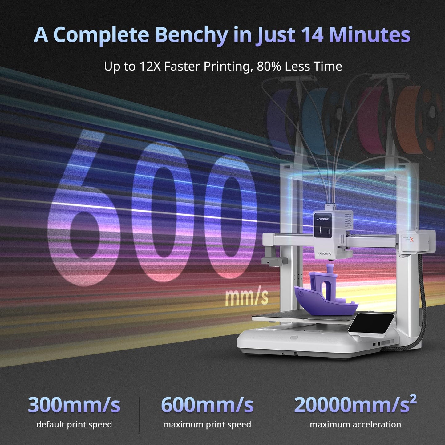 ANYCUBIC Kobra X Fast 3D Printer, Native 4-Color & 19-Color Maximum with 4 ACE 2 Pro, High Speed Large Build Volume FDM 3D Printer with Auto Leveling for Print Farm Bulk Production Model Sellers