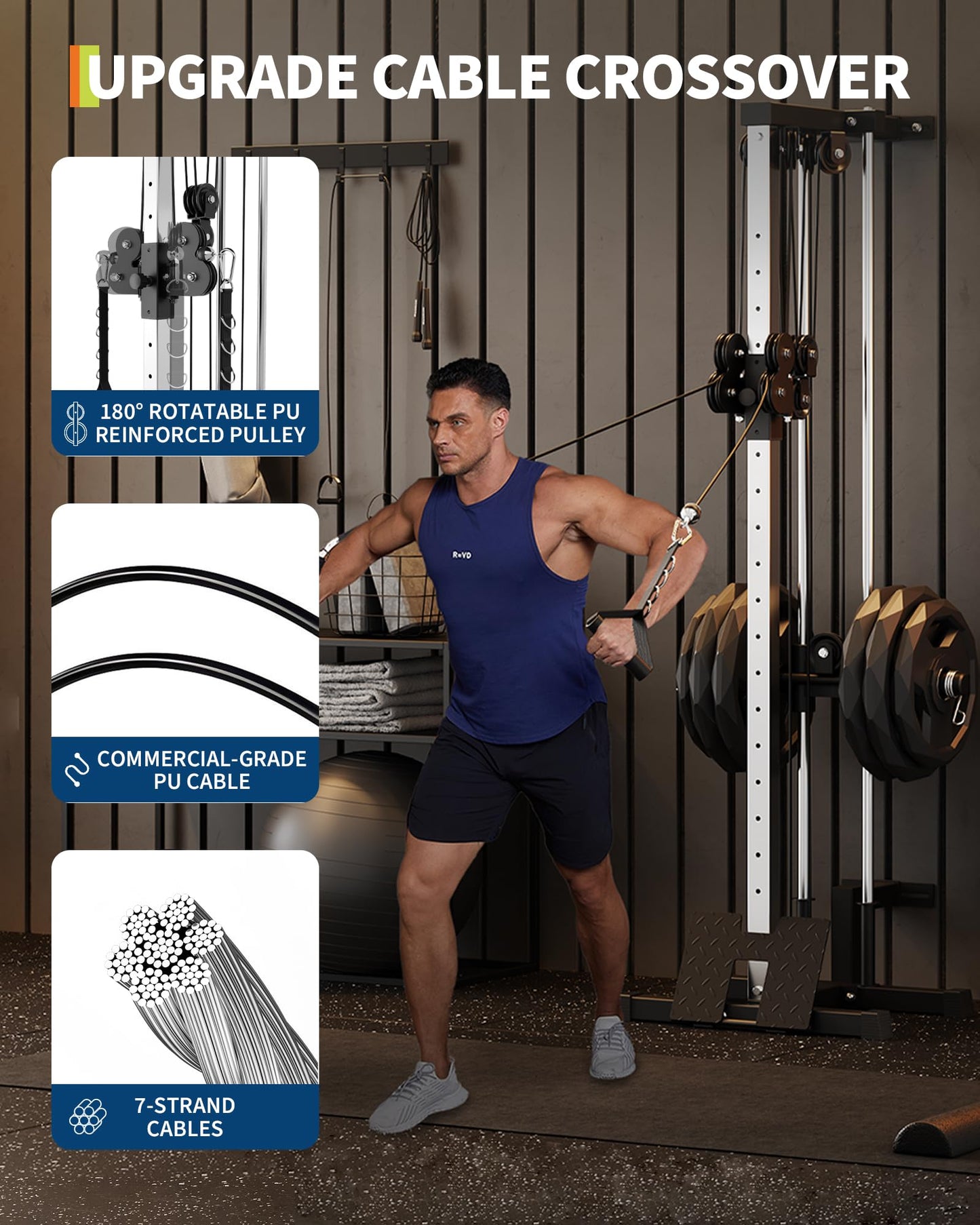 COZONY Dual Pulley Cable Machine for Home Gym – 18 Adjustable Positions, Heavy Duty 400LB Functional Trainer – LAT Pulldown & Cable Crossover Strength Training Equipment, Black