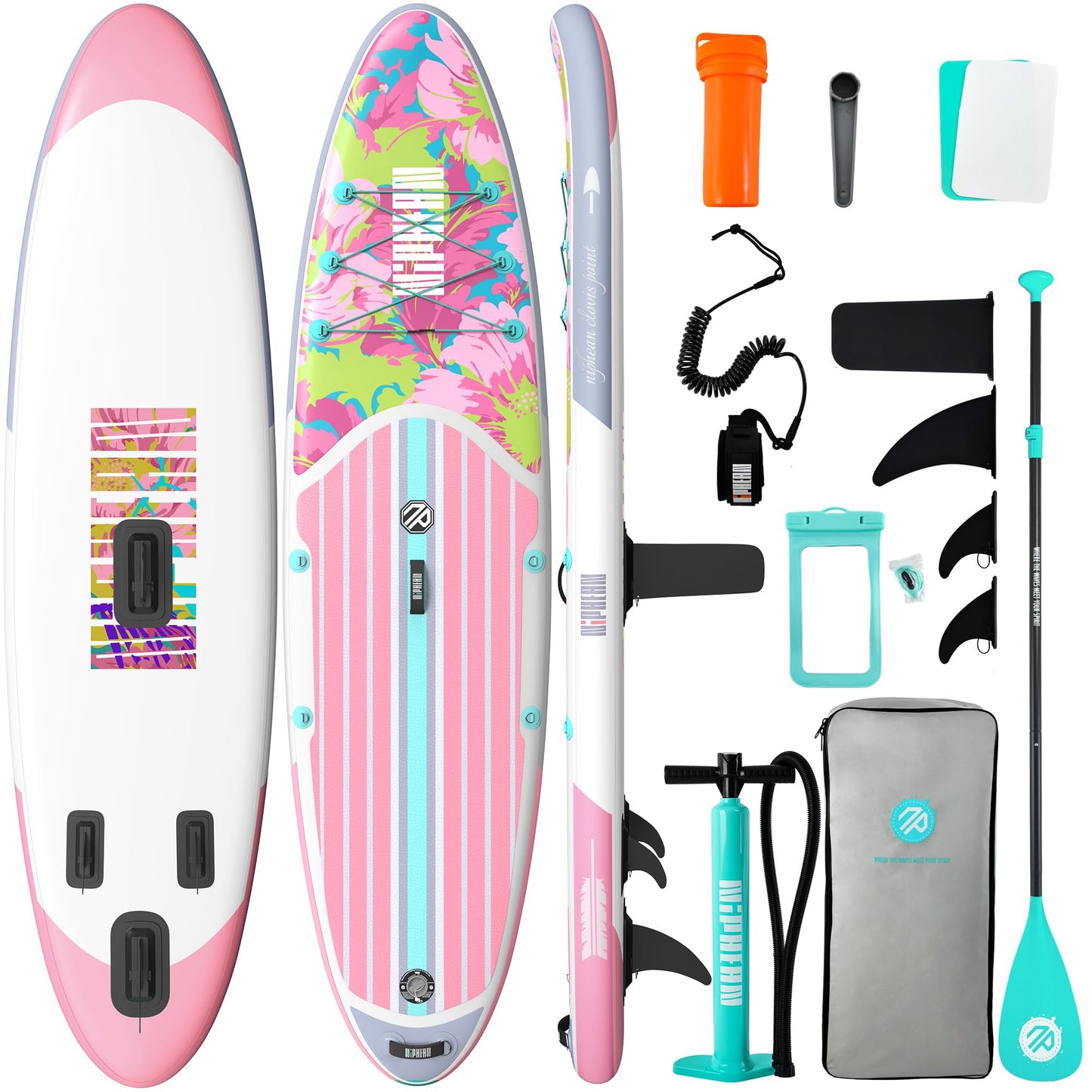 Niphean Inflatable Stand Up Paddle Board with Stabiltrac Fin Design and SUP Accessories, Anti-Slip EVA Deck, 10’6’’ Inflatable Paddle Boards for Adults & Youth of All Skill Levels