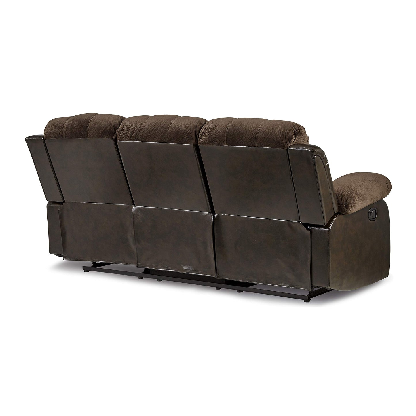 Homelegance Manual Double Reclining Sofa, Textured Microfiber Match Faux Leather Wall Hugger Recliner Sofa, High Density Foam Over Pocket Coils, for Living Room/Apartment, Brown