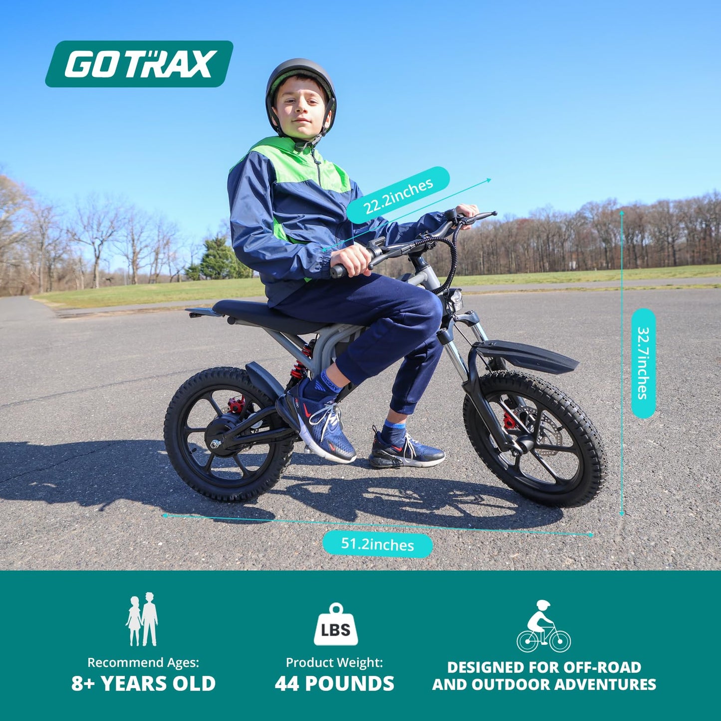 Gotrax Astra Electric Dirt Bike, 16" Pneumatic Tires, Max 16 Mile and 15.5Mph Speed Power by 300W Brushless Motor, Dual Suspension & Disc Brake, Electric Dirt Motorcycle for 47-67inch Height, Black