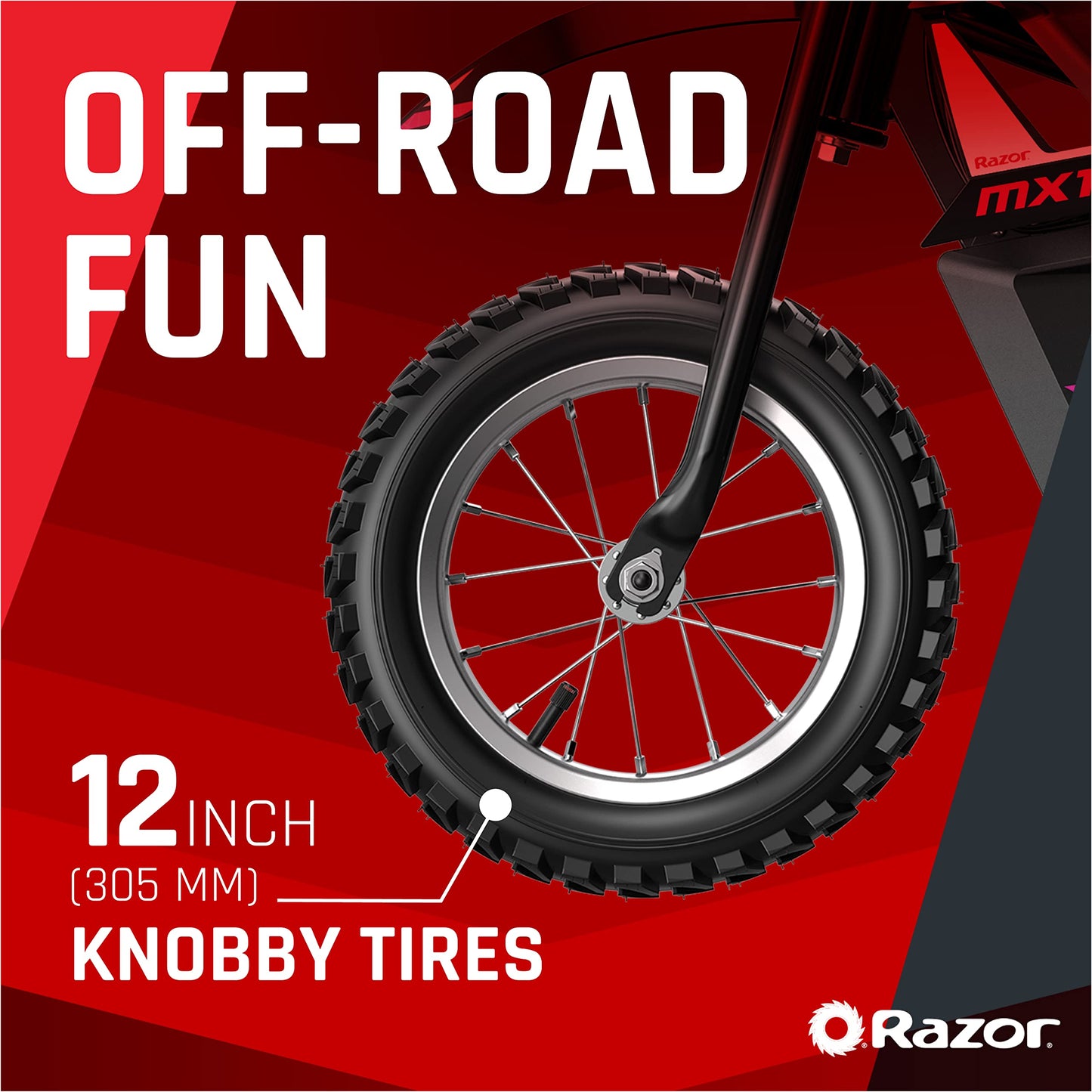 Razor MX125 Dirt Rocket Electric-Powered Bike with Authentic Motocross Geometry, Rear-Wheel Drive,100-watt, high-Torque, Chain-Driven Motor, for Kids 7+, Blue