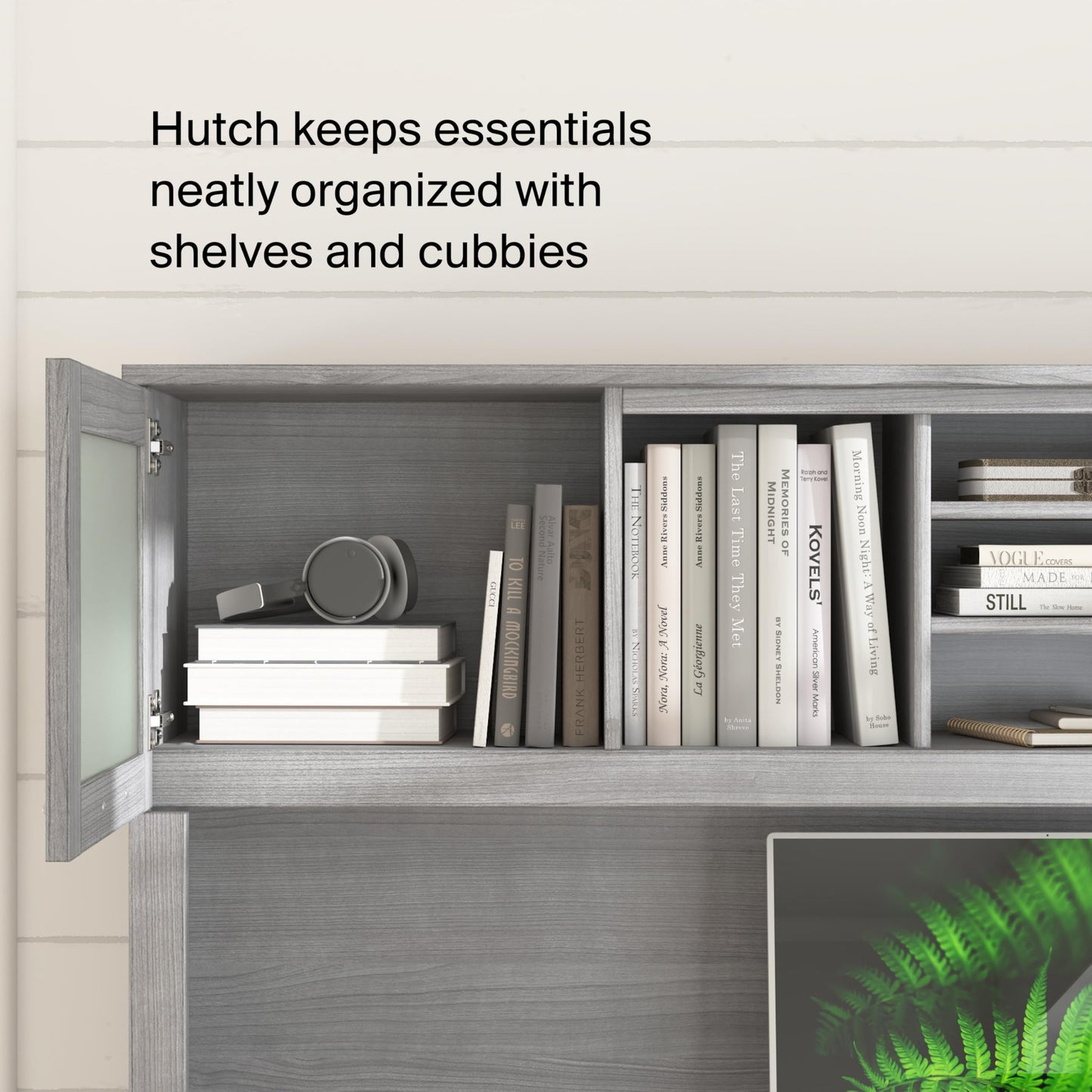 Bush Home 72-Inch L-Shaped Sit to Stand Desk with Hutch, Adjustable Height Standing Corner Computer Desk with Drawers, Shelves and Storage Cabinet, Home Office, Somerset Collection, Platinum Gray