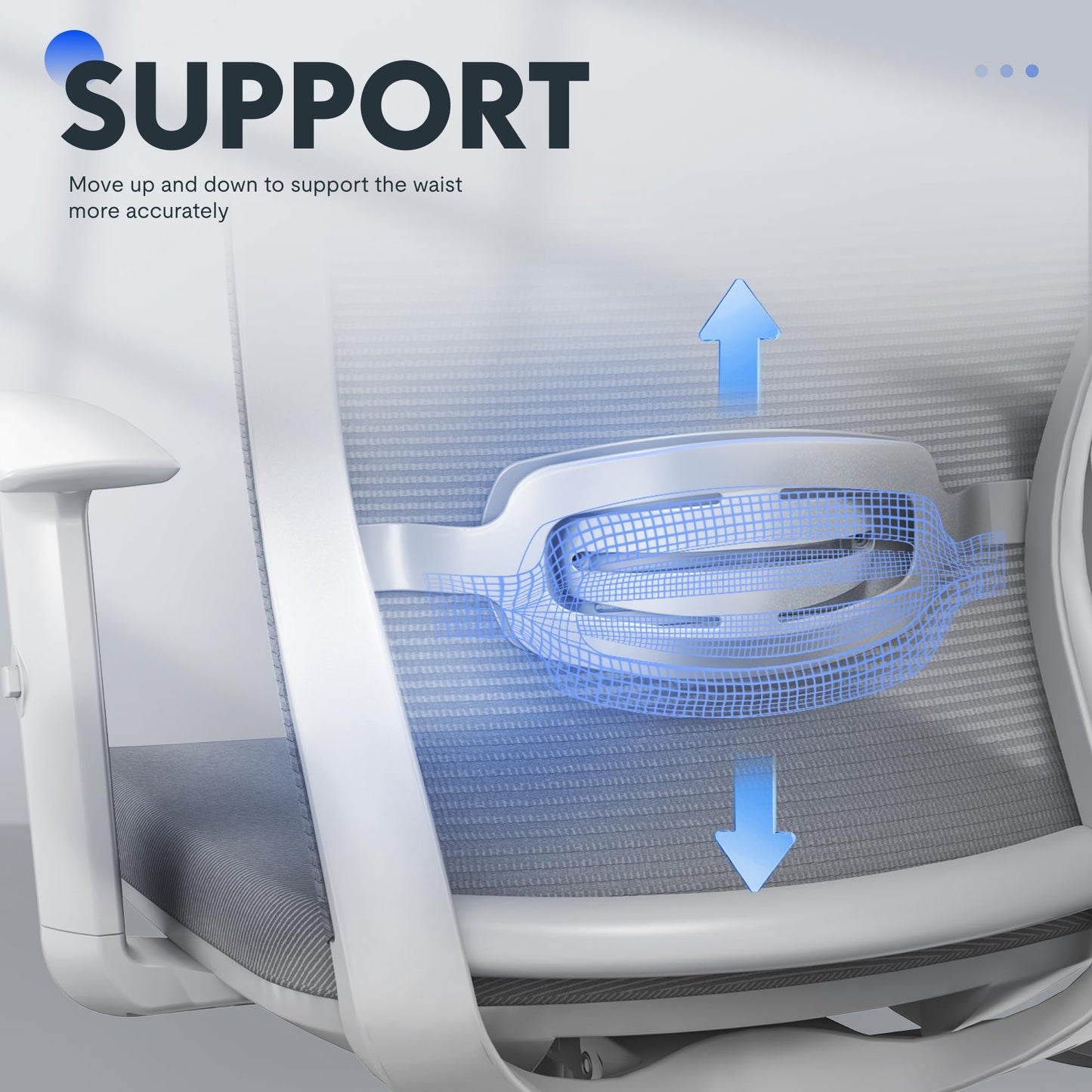 FLEXISPOT OC3 Cloud Ergonomic Office Chair, Mesh Back Computer Chair, Home Office Desk Chairs with Adjustable Lumbar Support/3D Headrest/Reliable Base, Elastic Foam Seat, Light Gray