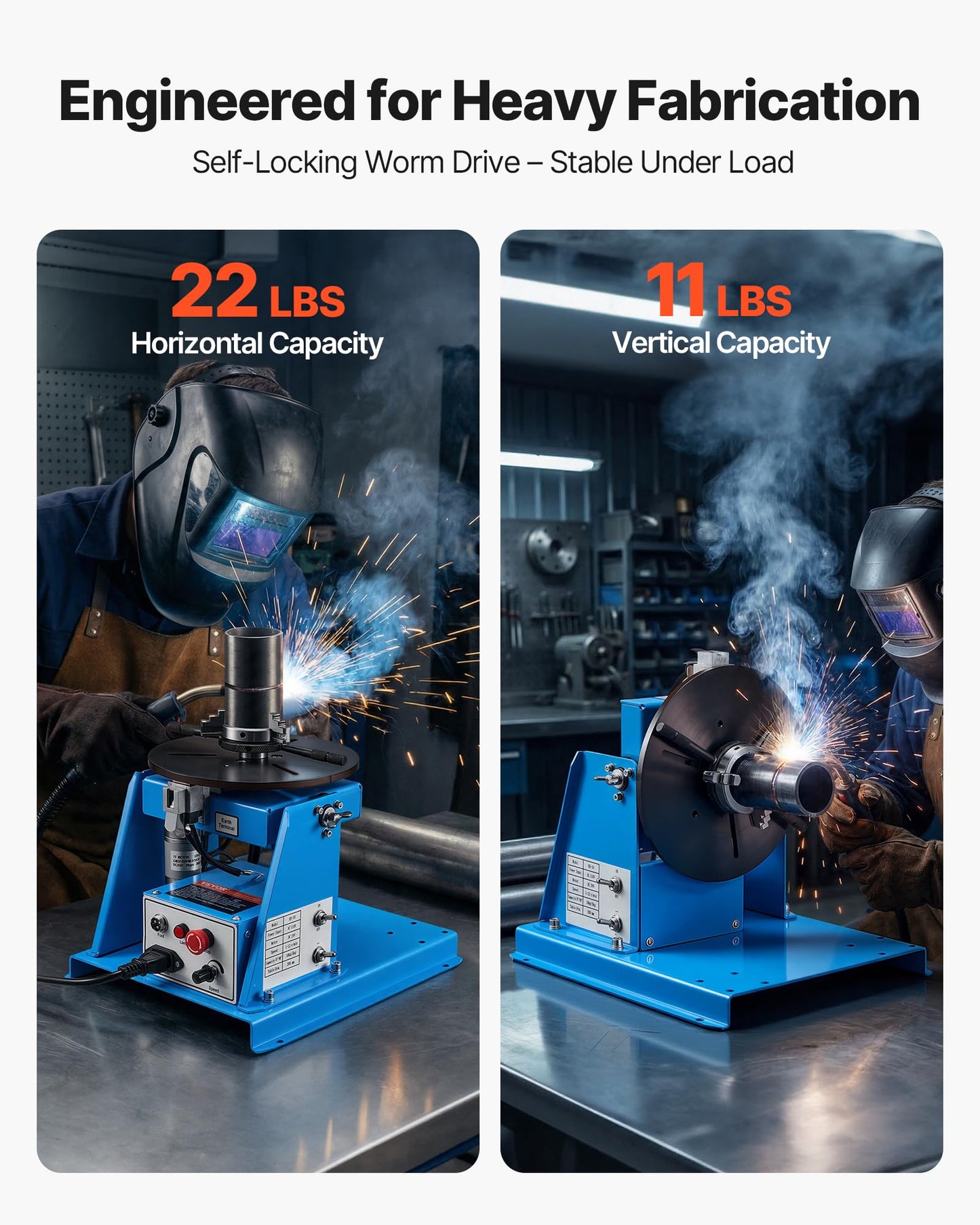 VEVOR Rotary Welding Positioner 10KG, 1-12 RPM 20W, Adjustable 0-90° Turntable with 8.1 Inch 3-Jaw Chuck, Compact Welder Machine for Precision Cutting, Grinding, Assembly, and Testing