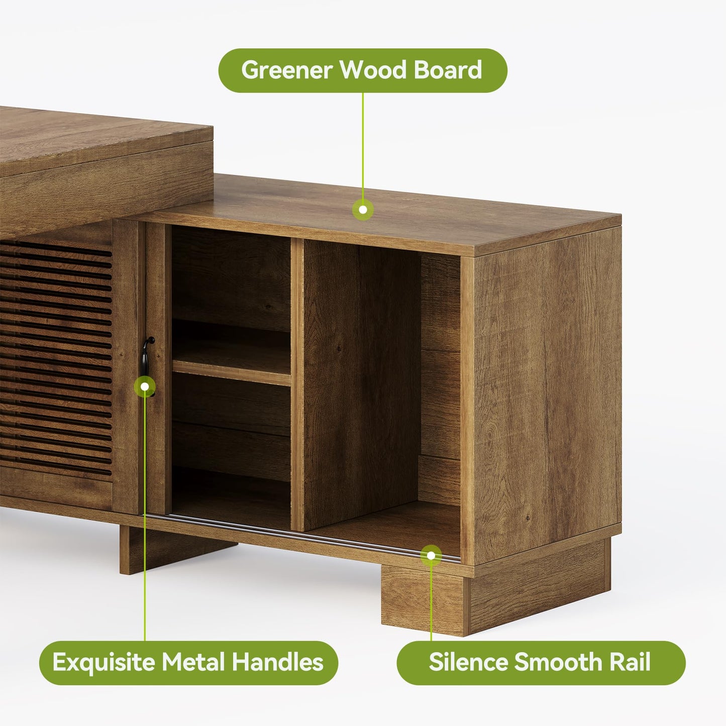 LITTLE TREE 63" L Shaped Executive Desk with Storage, Farmhouse Home Office Desk with 2-Tier Cabinets and Shelves, Large Wooden Computer Table Business Furniture Workstation Set, Brown