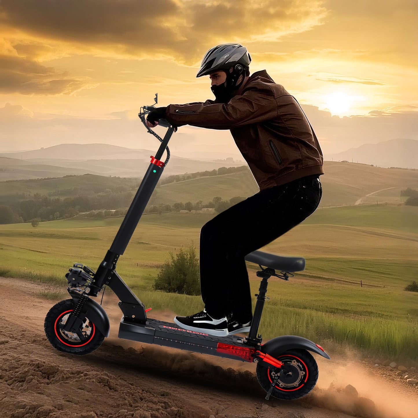 Electric Scooter Adults,1200/1600W Motor, 30/34 MPH Top Speed & 30/40 Miles Range, 48V 18/21AH Big Battery, 10/11" Off-Road Tire Folding E Scooter with Seat, Dual Braking System, Double Suspension