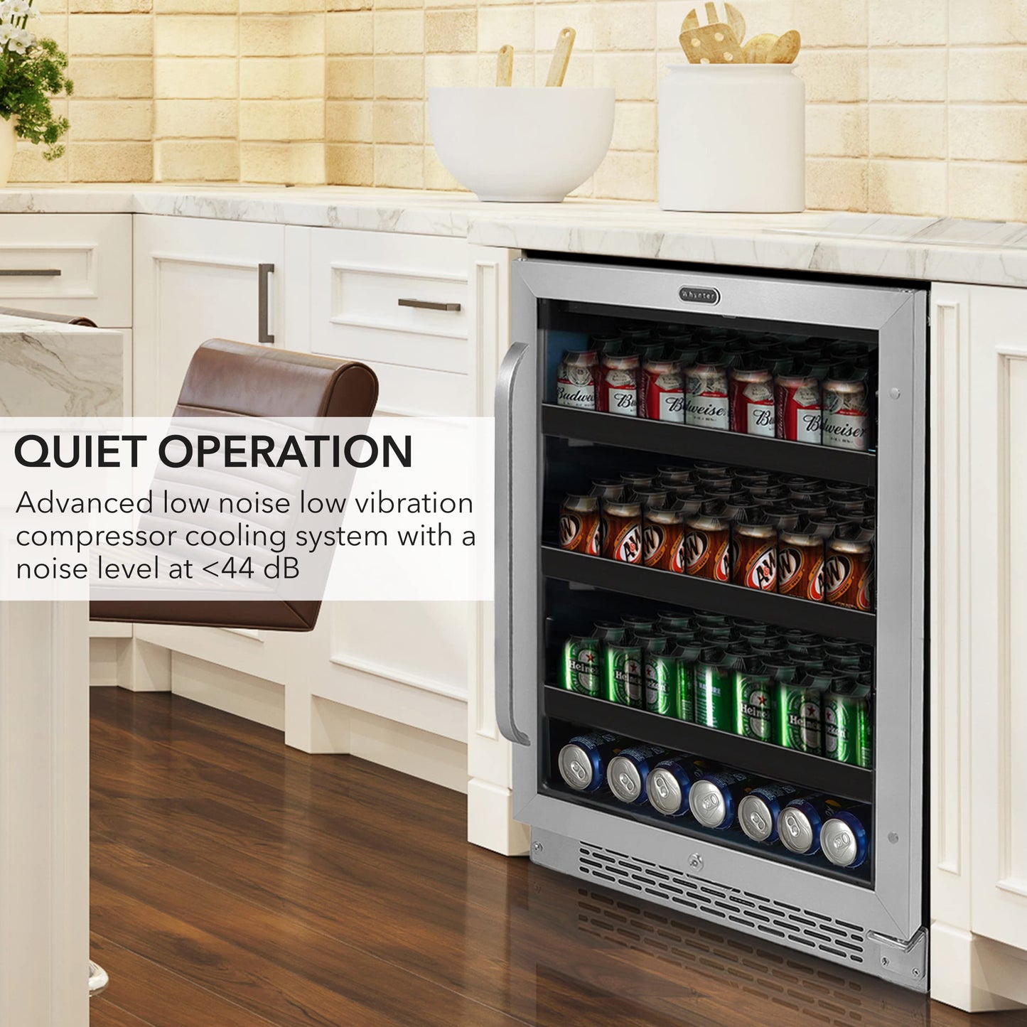 Whynter 180 BBR-148SB Built-in 182 Can Undercounter Beverage Refrigerator with Reversible Door, Digital Control and Lock, 5.1 Cubic Feet, Stainless Steel