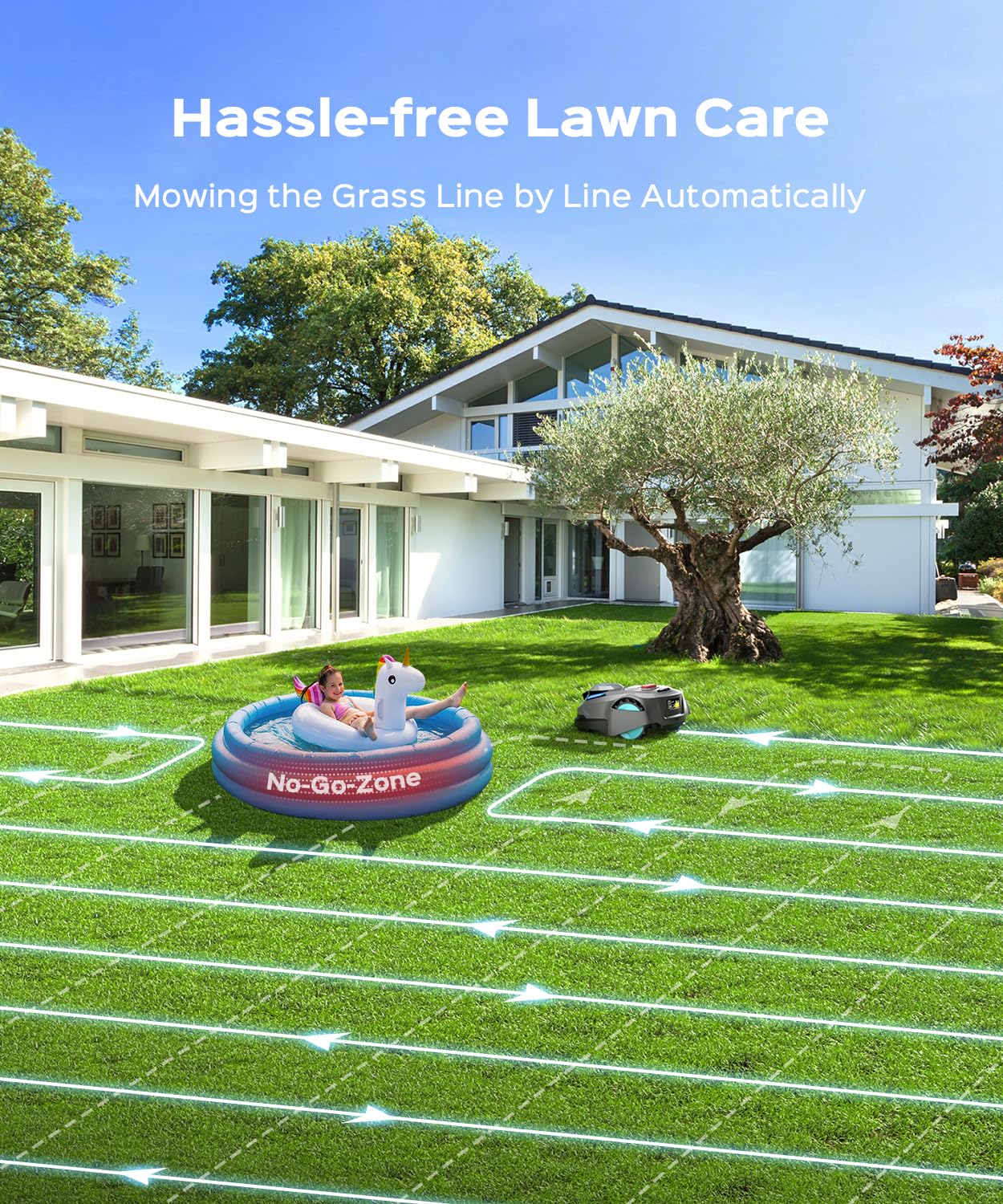 YARDCARE N1600 PRO Robot Lawn Mower, Wireless Design with RTK+Vision Navigation, 0.4 Acre Coverage, APP Smart Control Robot Lawn Mower, Multi-Zone Mowing, Curved Path, Adjustable Cutting Height