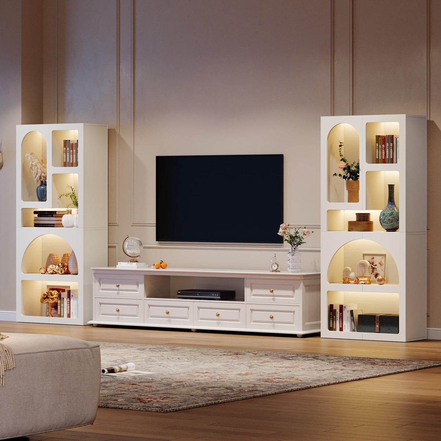 Tribesigns 70.87" Tall Geometric Bookshelf, White Arched Bookcase with 5 Irregular Storage Shelves, Modern Open Art Decor Display Shelf Free-Standing for Living Room, Bedroom, Closet