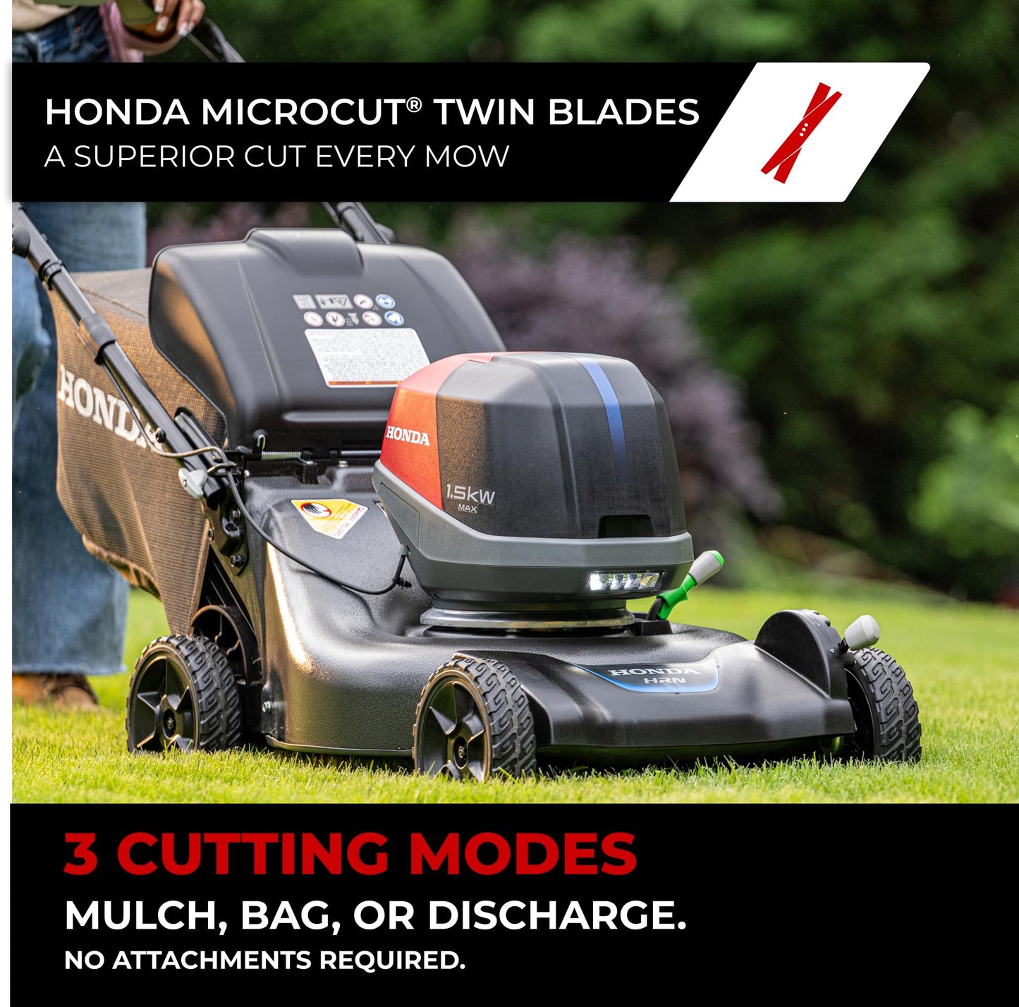 Honda HRN-BV 21-Inch Walk Behind Battery Powered Lawn Mower, Variable Speed Self Propelled Lawn Mower with 1.9 Bushel Capacity, Easy-Off Grass Bag, Clean Cuts in Thick and Tall Grass (HRN216YXBVKA4)