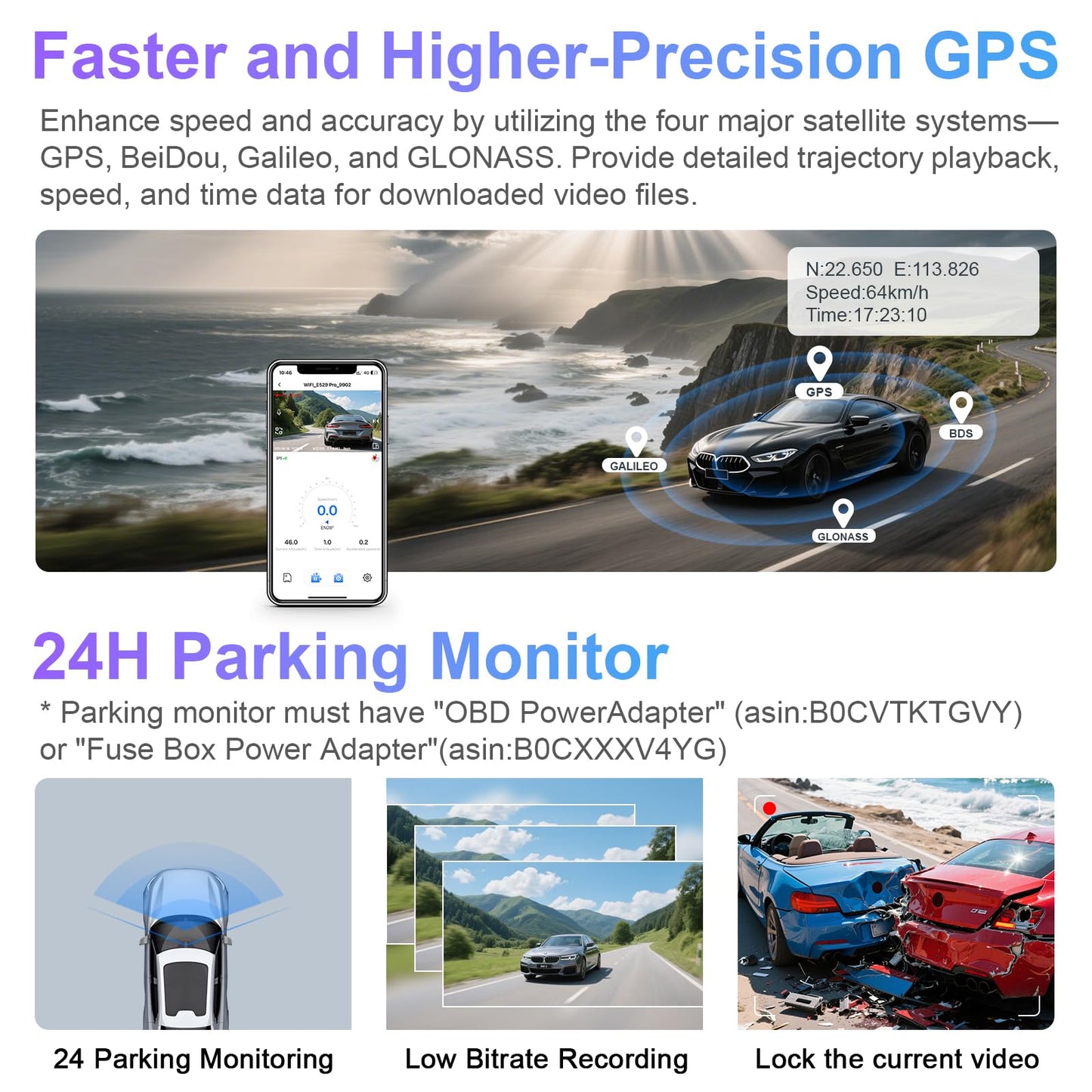 mangoal STARVIS 2 Front 4K HDR Dash Cam IMX678, Custom Fit for Audi (Model A), 5GHz WiFi, GPS, 64GB Card