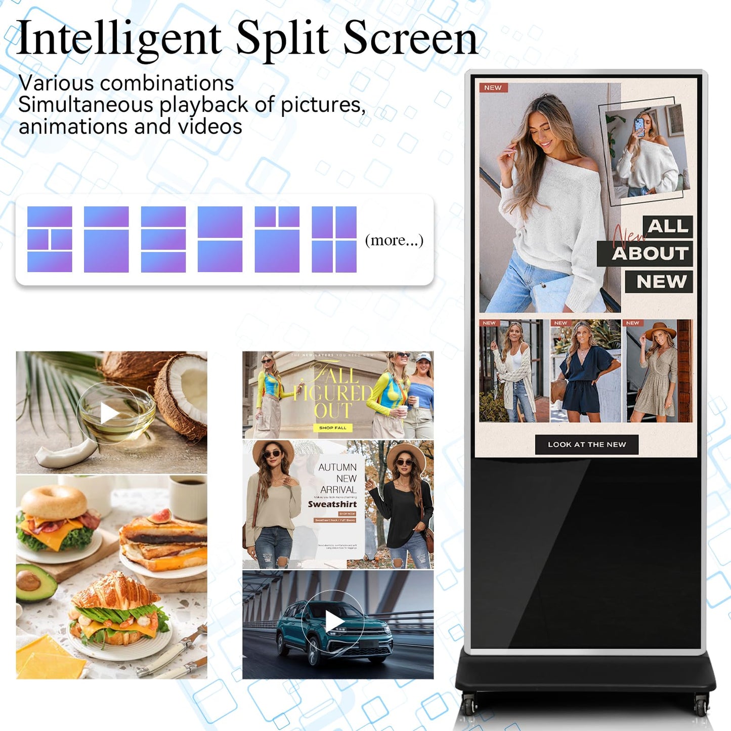 KEINONE 55" Touch Digital Signage Display Kiosk Floor Stand Advertising