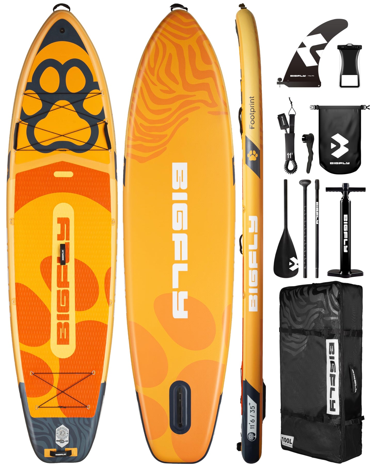 Bigfly 11'6"x35"x6" Inflatable Non-Slip Stand Up Paddle Boards with Accessories, Anti-Slip Scratch Resistant Widened SUP Board for Pet Dog Family Board Travel Leisure