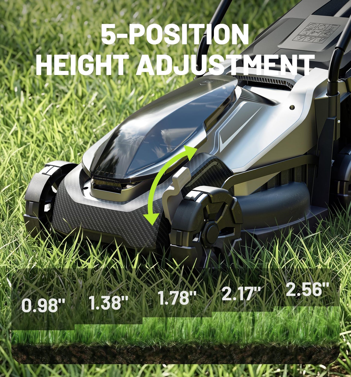 Neobitat 40V 14" Cordless Lawn Mower, Electric Lawn Mower with 2 x 5.0Ah Batteries & Charger, 2-in-1 Mulching & Bagging, 5-Position Height Push Mower for Small Yards