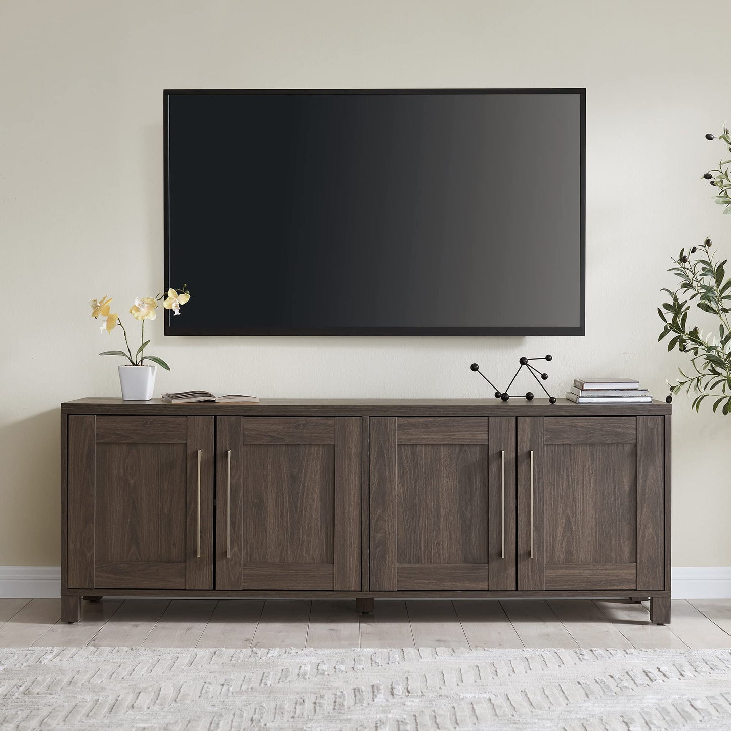 Henn&Hart Rectangular TV Stand for TV's up to 80" in Alder Brown, TV Stands for the Living Room