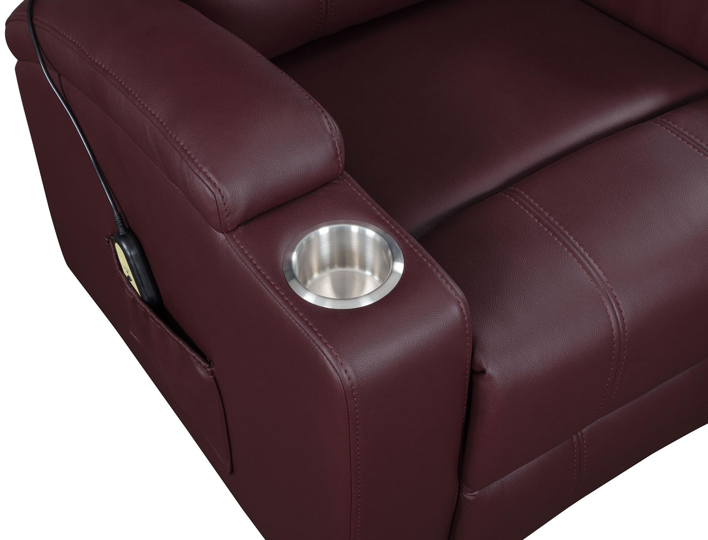 Coaster Home Furnishings Armstrong Upholstered Power Lift Massage Recliner Wine Red