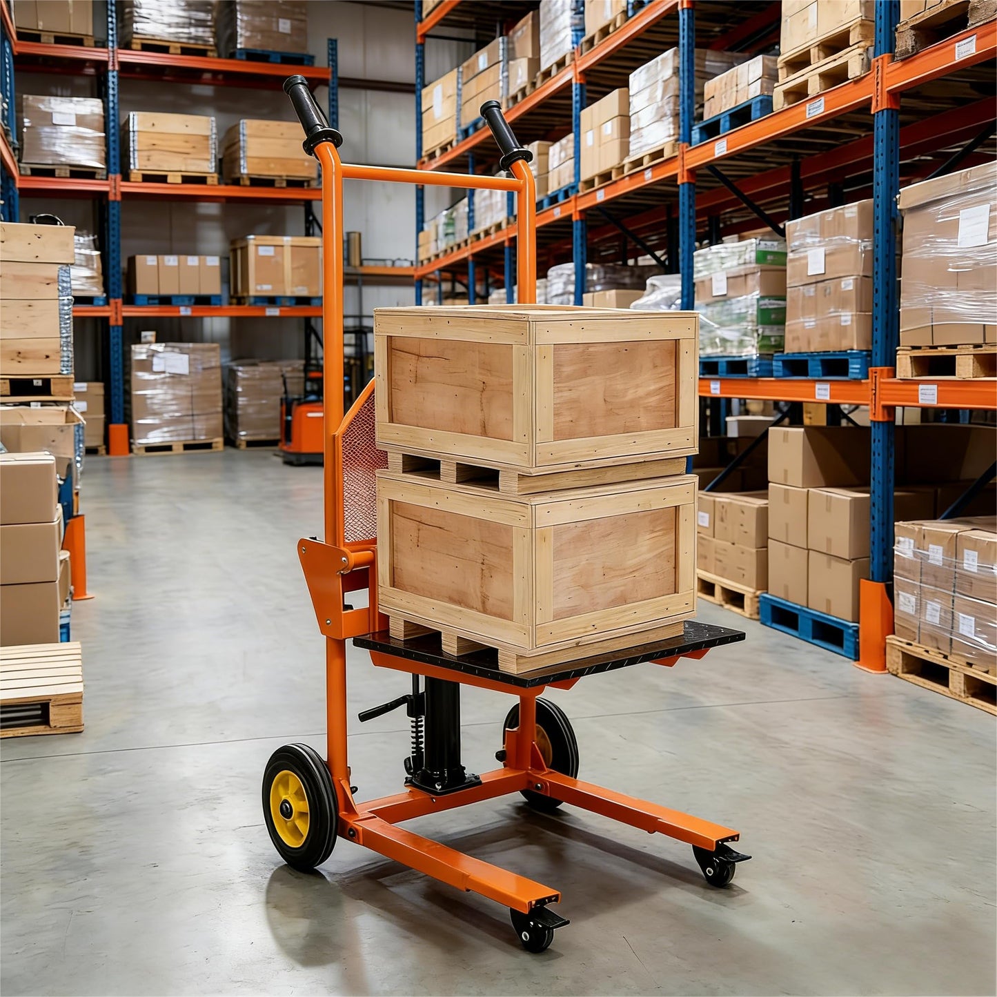 Hydraulic Material Lift with Steel Platform Board, 450 Lbs Capacity, 36" Max Lift Pallet Truck Dolly, Table Fork Lift with Adjustable-Width & Height Forks, for Garge, Workshop and Logistics Center