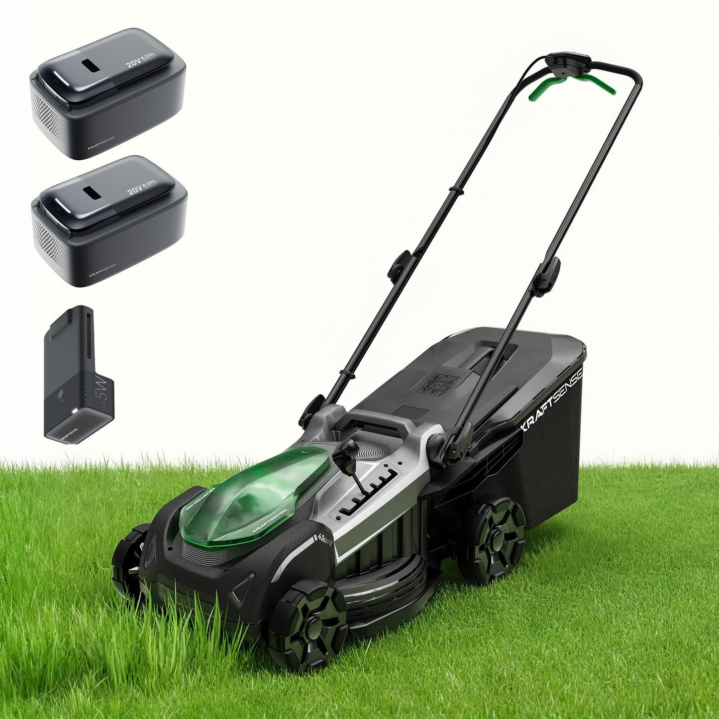 18" Electric Lawn Mower, 40V Self-Propelled Cordless Lawn Mower with 2x5.0Ah Batteries & Charger, Brushless Motor, 2-in-1 Mulching & Bagging, 6-Position Height Adjustment, for Small to Medium Yards